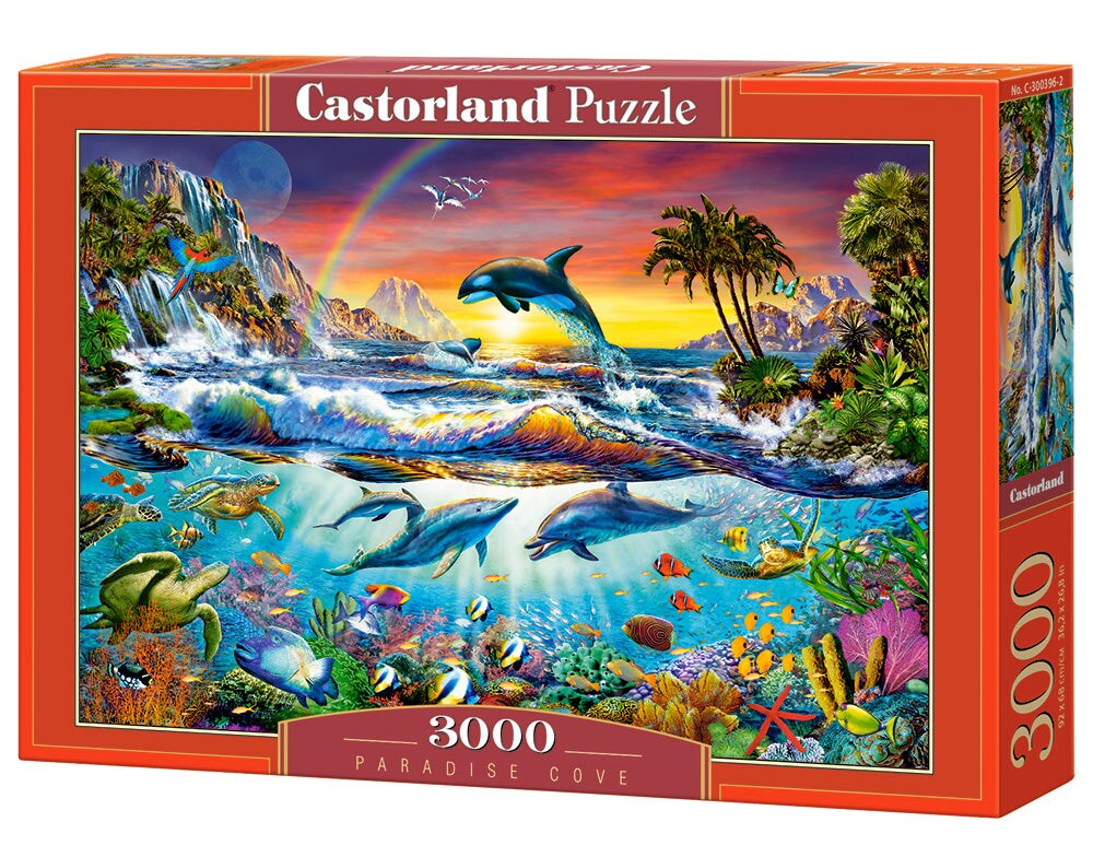 3000 Piece Jigsaw Puzzle, Paradise Cove, Ocean Wildlife, Nature puzzle, Dolphin, Animal puzzle, Adult Puzzle, Castorland C-300396-2