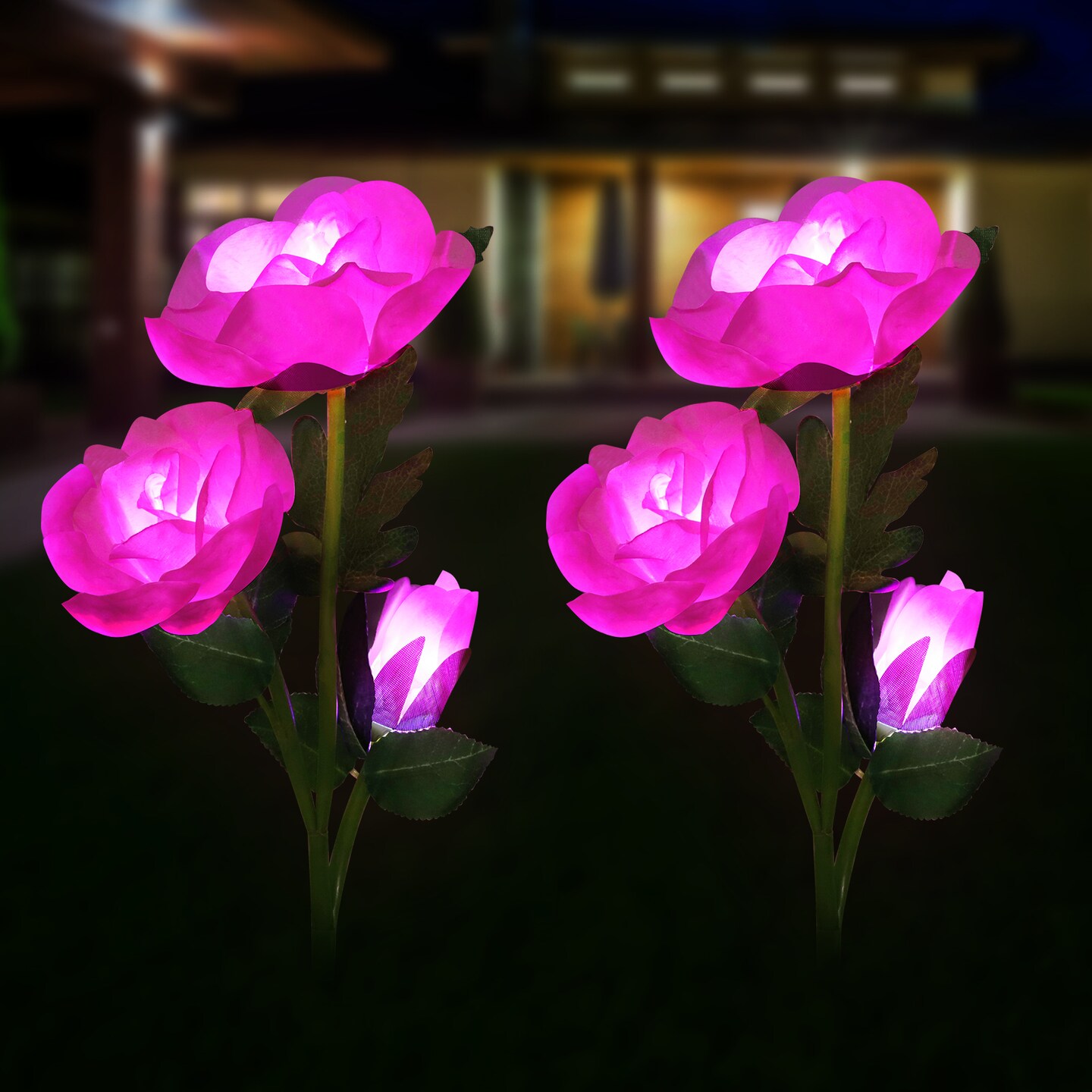 2 Pcs Solar Flowers LED Light Outdoor Garden Yard Stake Solar Flower Lights