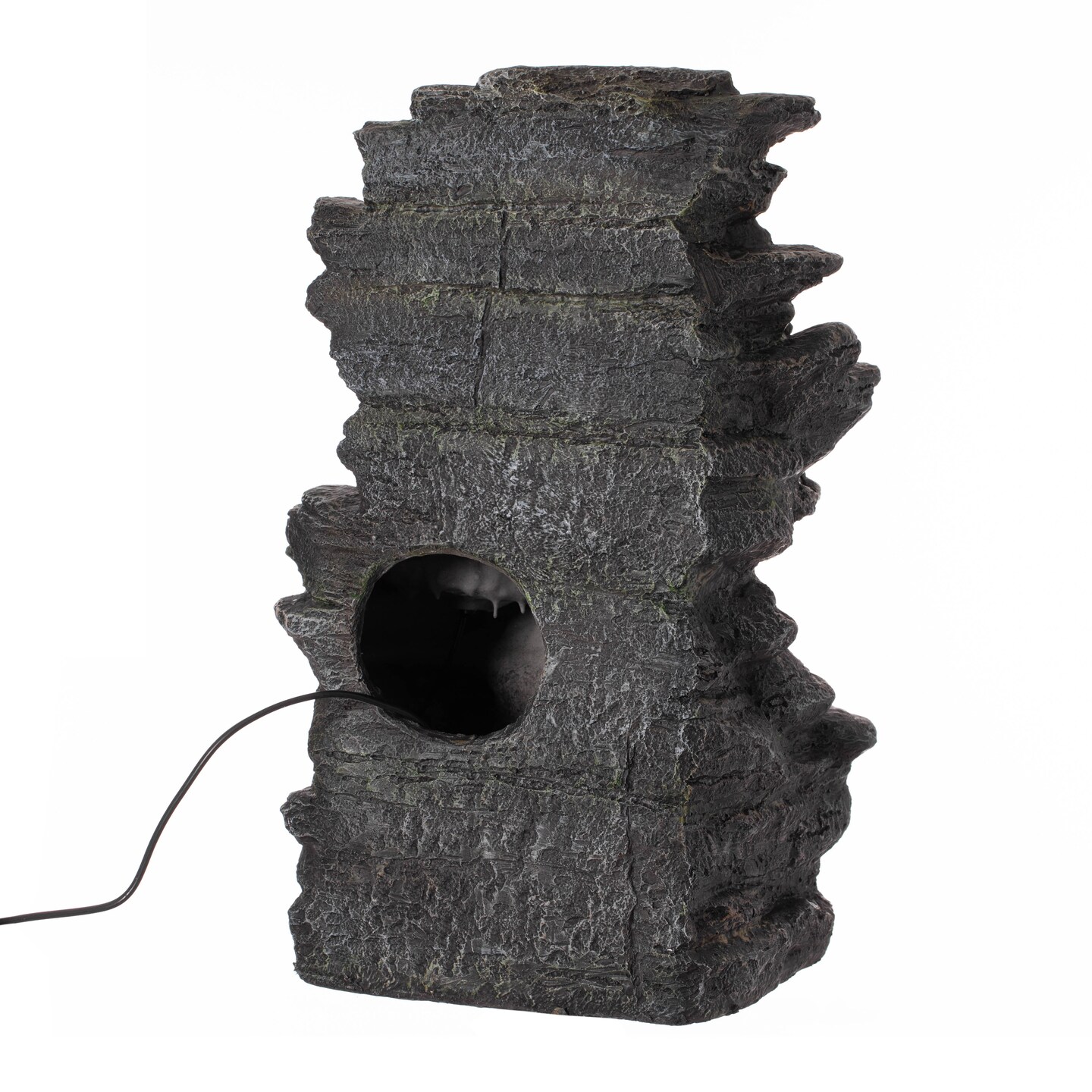 Cascading Electric Powered 5-Tier Rock Water Fountain 18&#x22; with LED Lights for Indoor and Outdoor Use