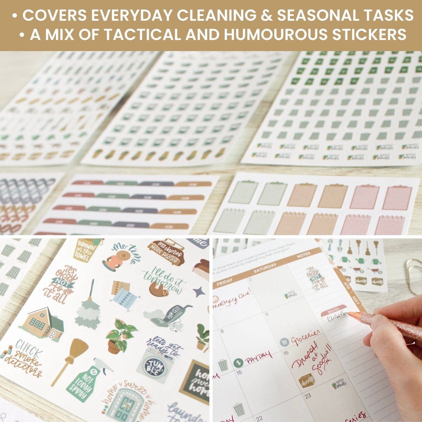 bloom daily planners Sticker Sheets, Household Chore Pack