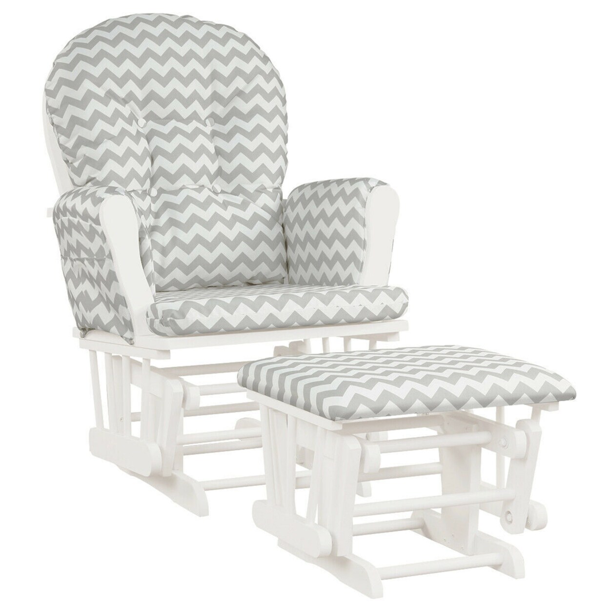 Baby Nursery Relax Rocker Rocking Chair Glider And Ottoman Set W/ Cushion
