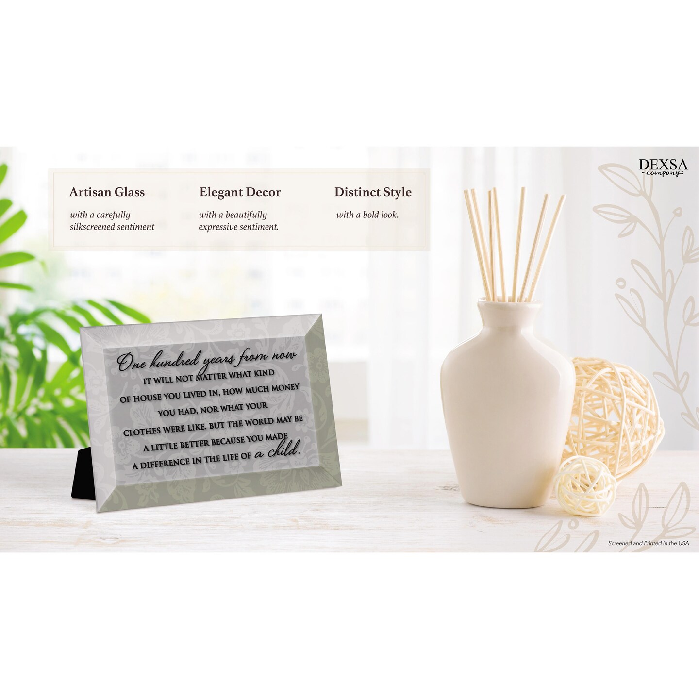 Dexsa One Hundred Years Beveled Glass Plaque with Easel