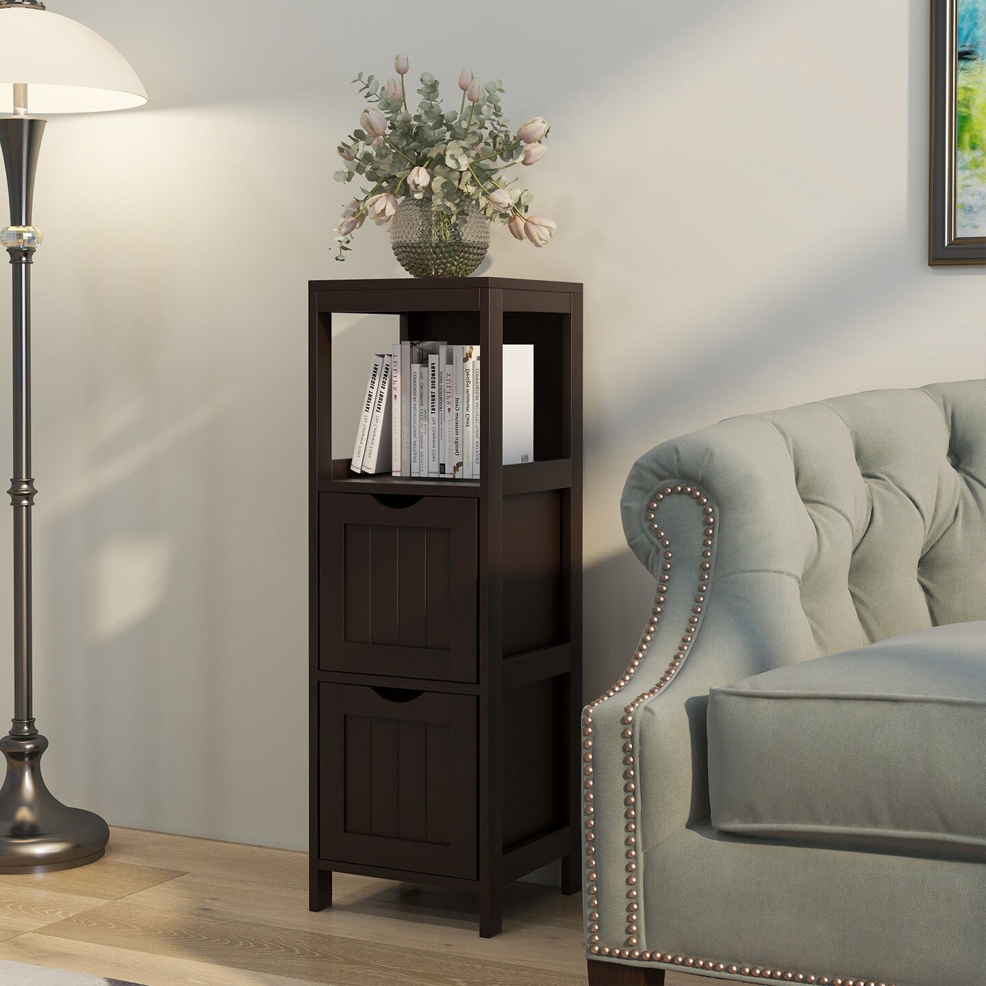 Wooden Bathroom Floor Cabinet with Removable Drawers