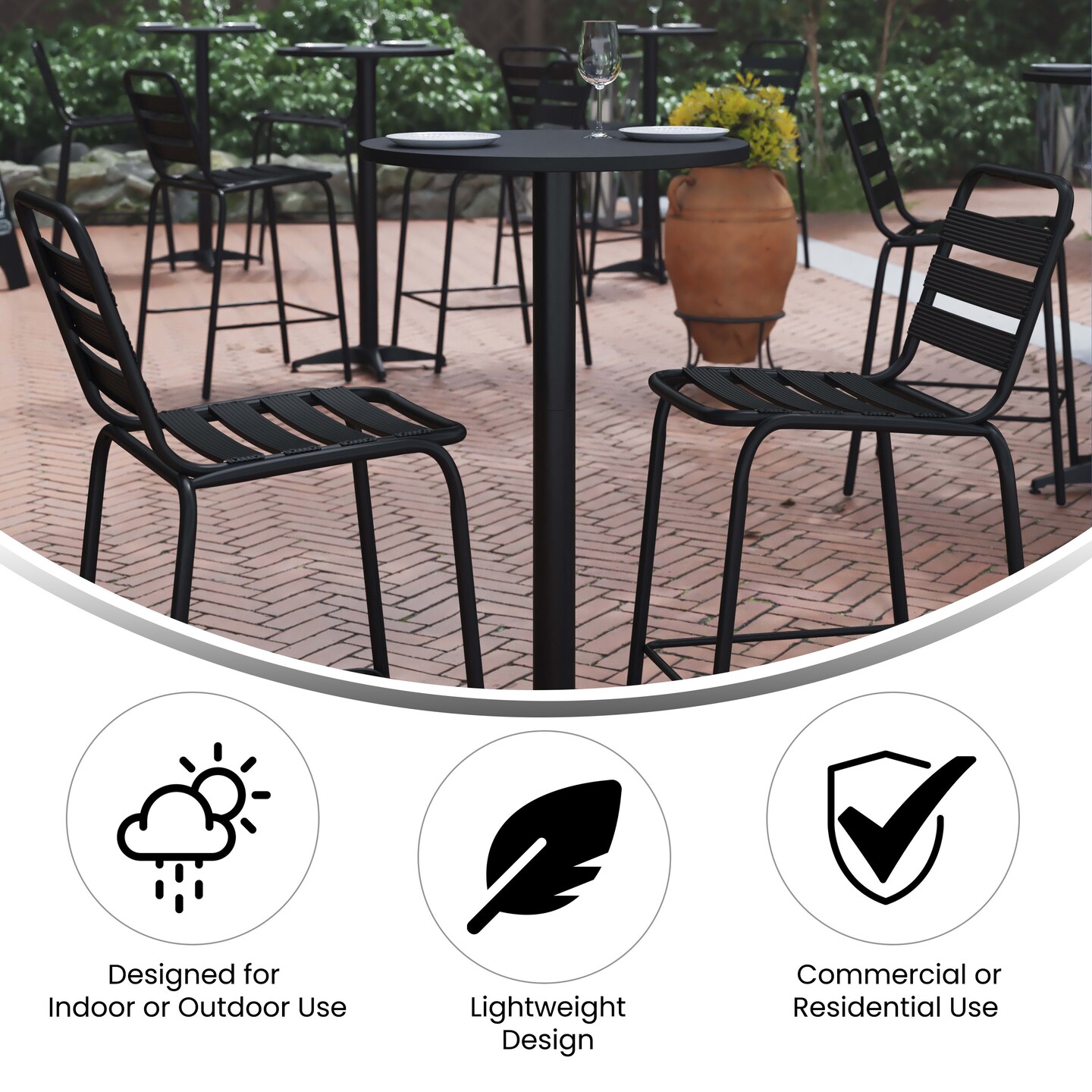 Emma and Oliver 23.25" Round Aluminum Indoor-Outdoor Bar Height Table with Flip-Up Table