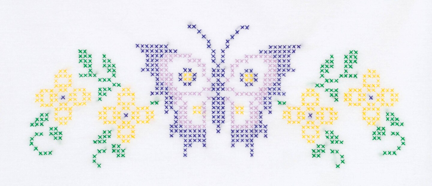 Jack Dempsey Stamped Pillowcases W/White Perle Edge 2/Pkg-Cross-Stitch Butterfly