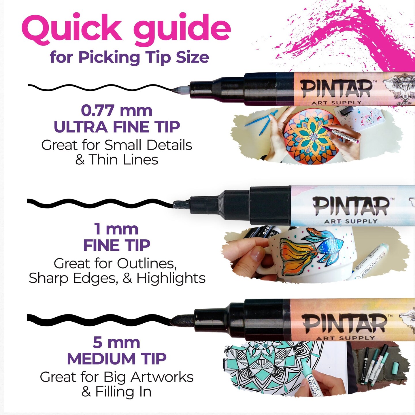 Pintar Premium Acrylic Paint Pens - (14 Colors) Medium Tip Pens For Rock  Painting, Glass, Wood, Paper, Surface Pen, Craft Supplies, Diy Project :  Target