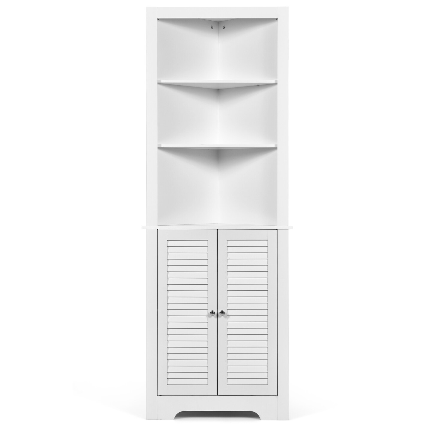 Free Standing Tall Bathroom Corner Storage Cabinet with 3 Shelves