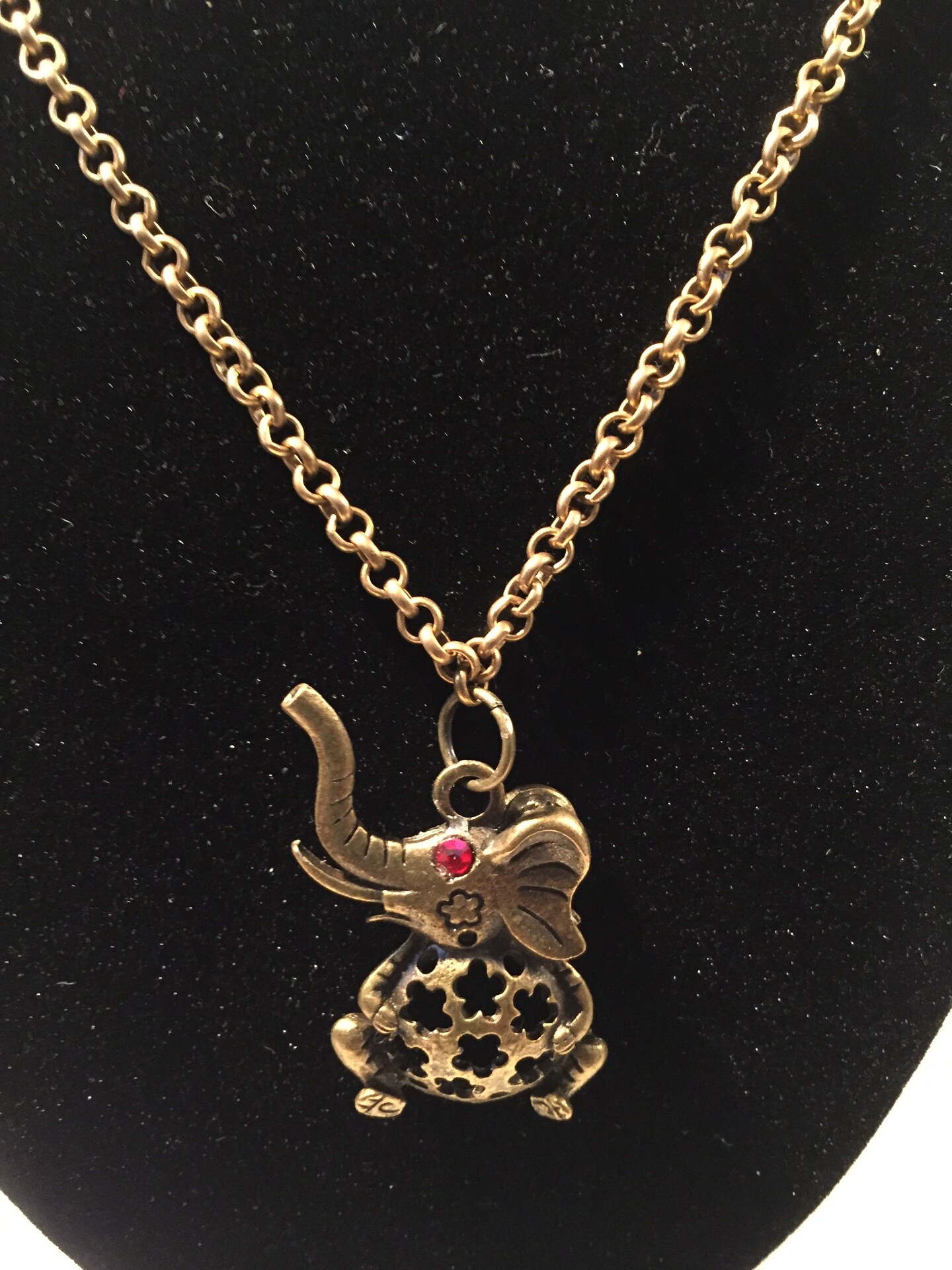 Necklace Has A Gold Chine And An Elephant Pendent With A Red Crystal Eye Makerplace By Michaels 0395