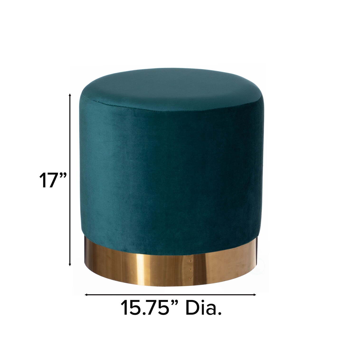 Modern Round Velvet Fabric Standard Ottoman Stool with Gold Base