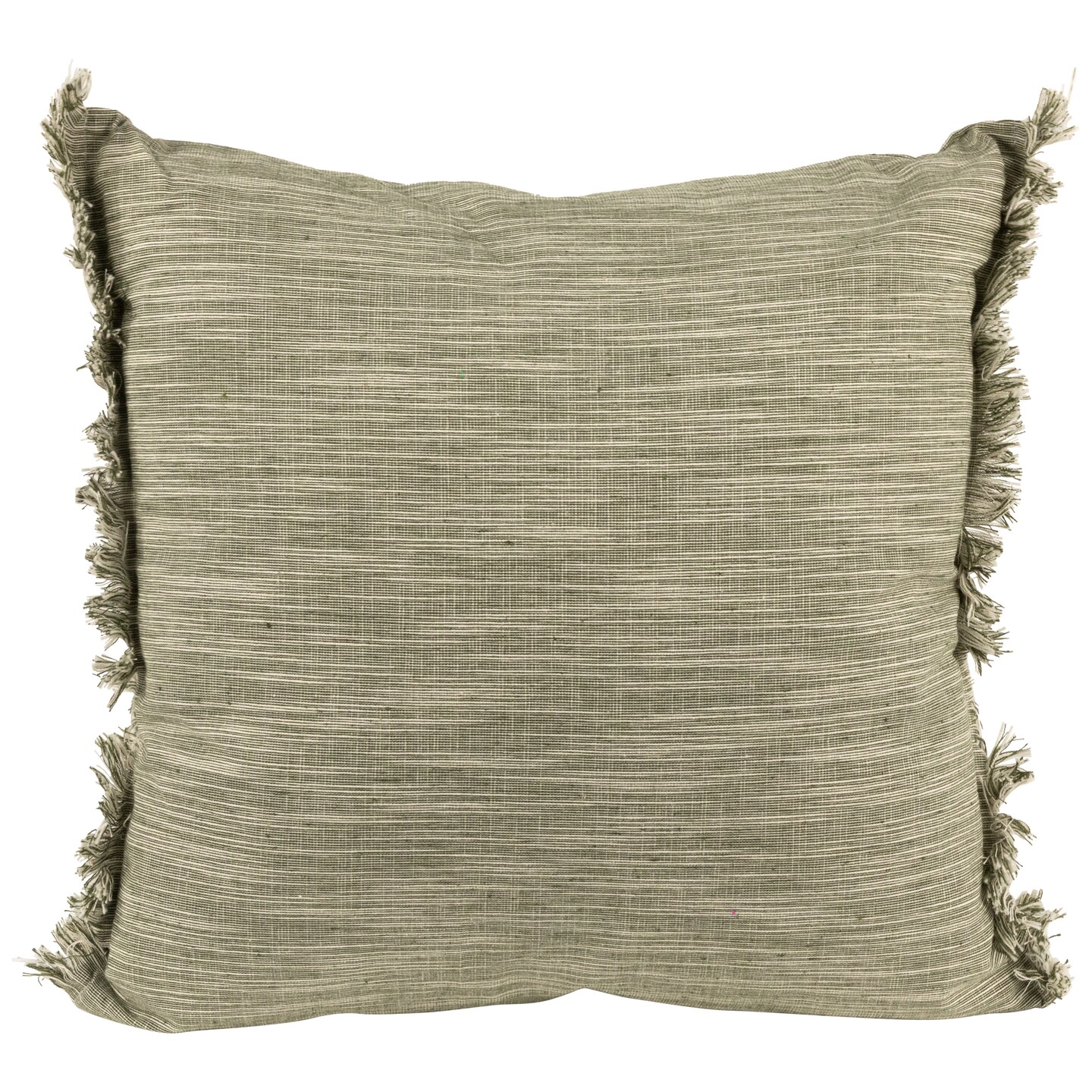 Northlight Square Throw Pillow with Fringe - 15" - Sage Green