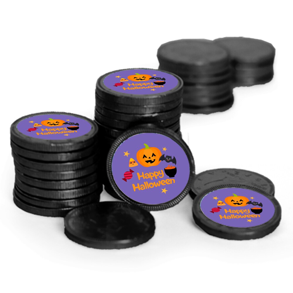 84 Pcs Halloween Candy Party Favors Chocolate Coins - Black Foil - Pumpkin &#x26; Bats