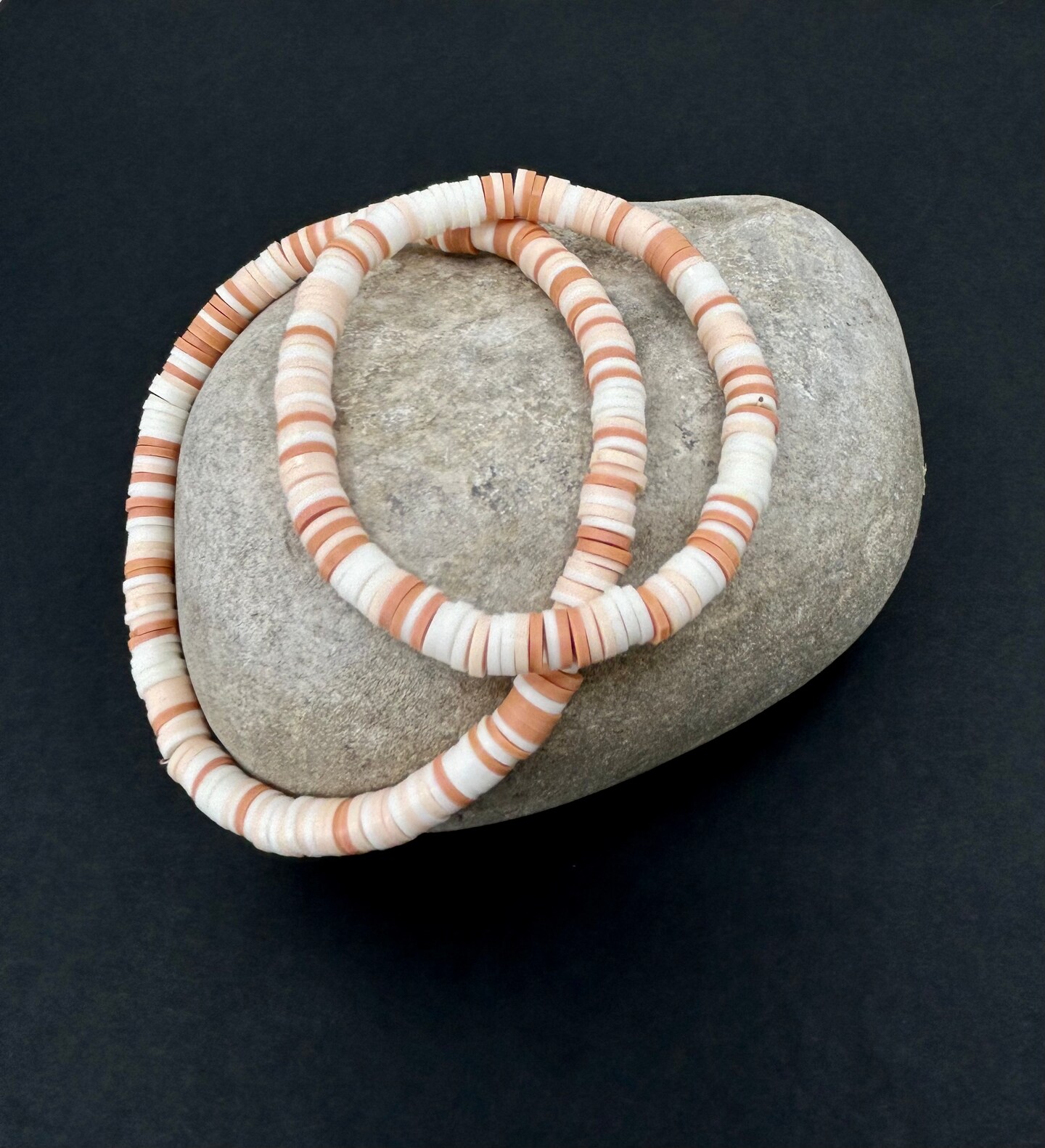 Copy-Beige, Peach, Cream, and White Heishi Clay BRACELETS by RML