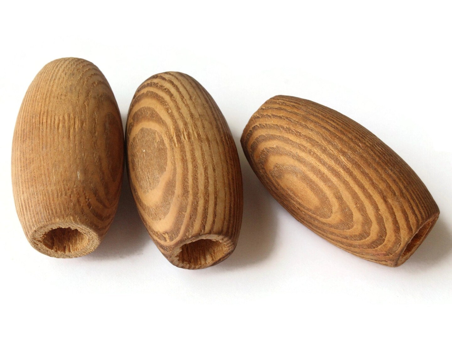 3 44mm Long Wood Barrel Beads