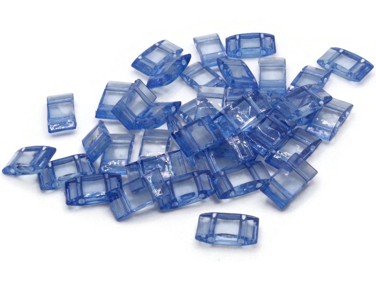 40 17mm Two Hole Blue Acrylic Plastic Rectangle Pillow Beads