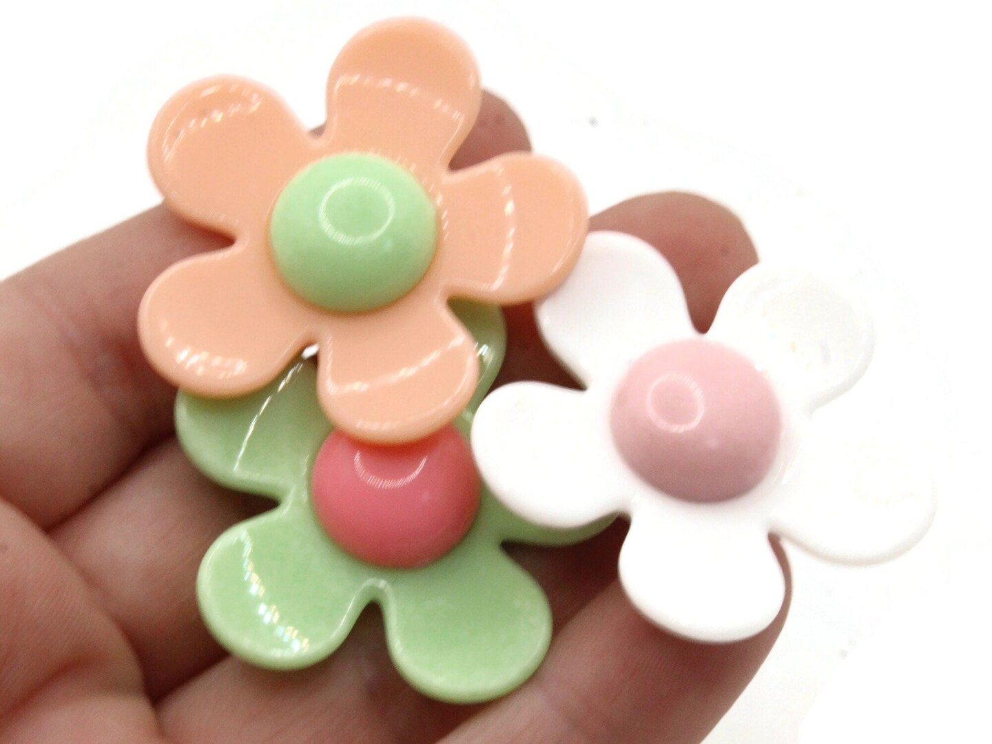 5 36mm Mixed Color Daisy Large Plastic Flower Beads