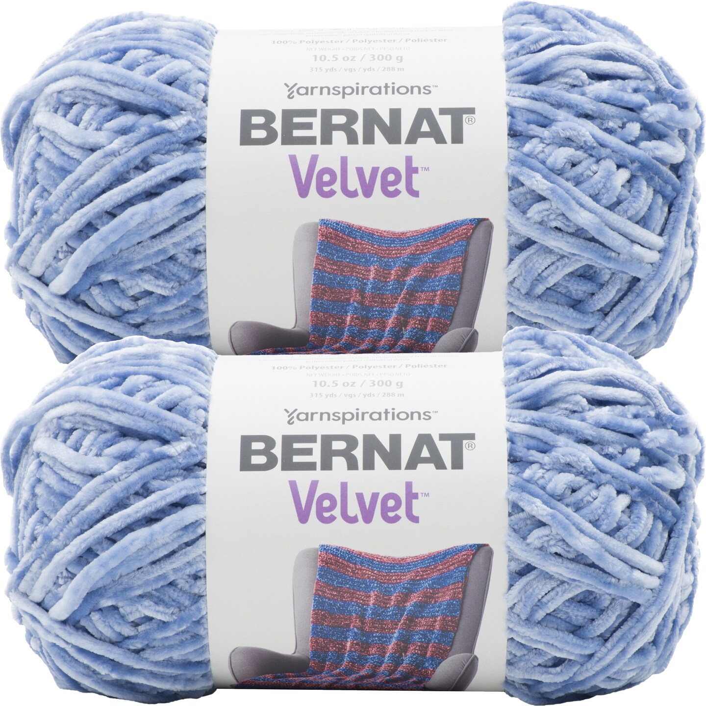 Bernat Velvet Smokey Blue Yarn 2 Pack of 300g/10.5oz Polyester 5 Bulky - 315 Yards Knitting/Crochet