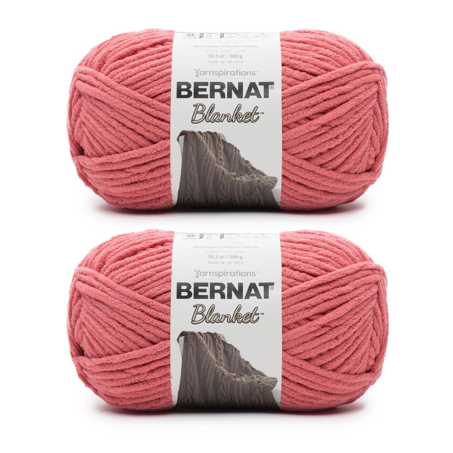 Bernat Blanket Terracotta Rose Yarn - 2 Pack of 300g/10.5oz - Polyester - 6 Super Bulky - 220 Yards - Knitting/Crochet