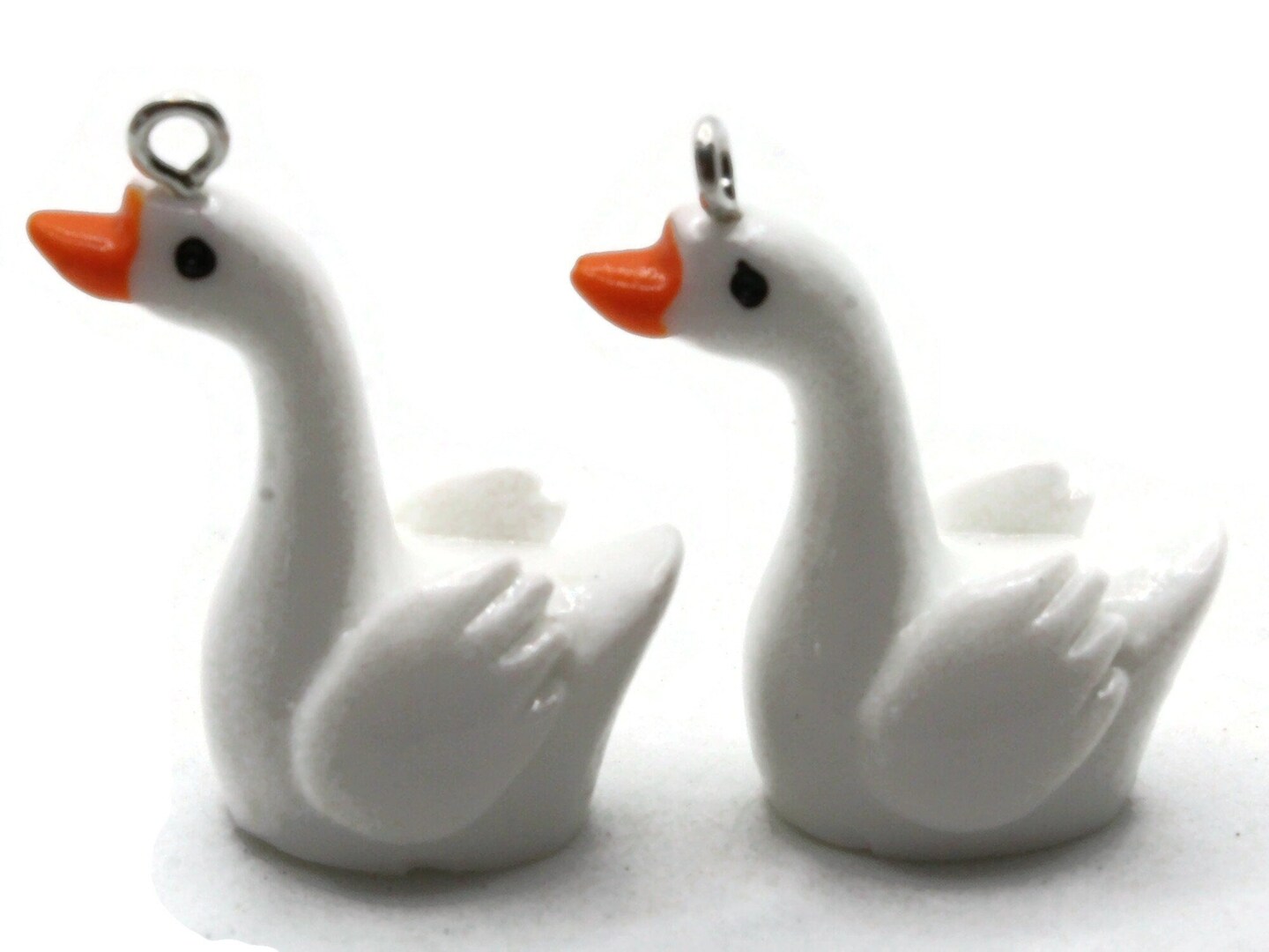 2 32mm White Resin Swan Charms