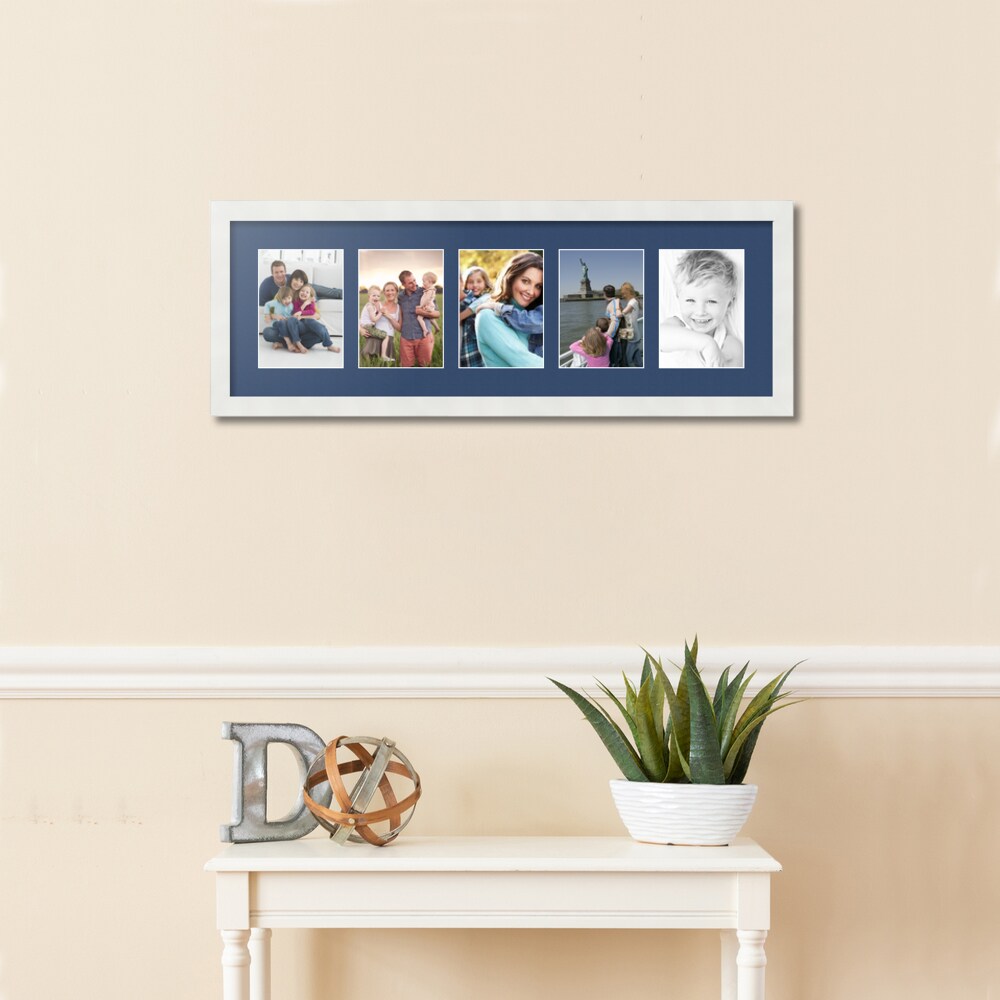 ArtToFrames Collage Photo Picture Frame with 5 - 5x7 inch Openings, Framed in White with Over 62 Mat Color Options and Plexi Glass (CSM-3966-152)