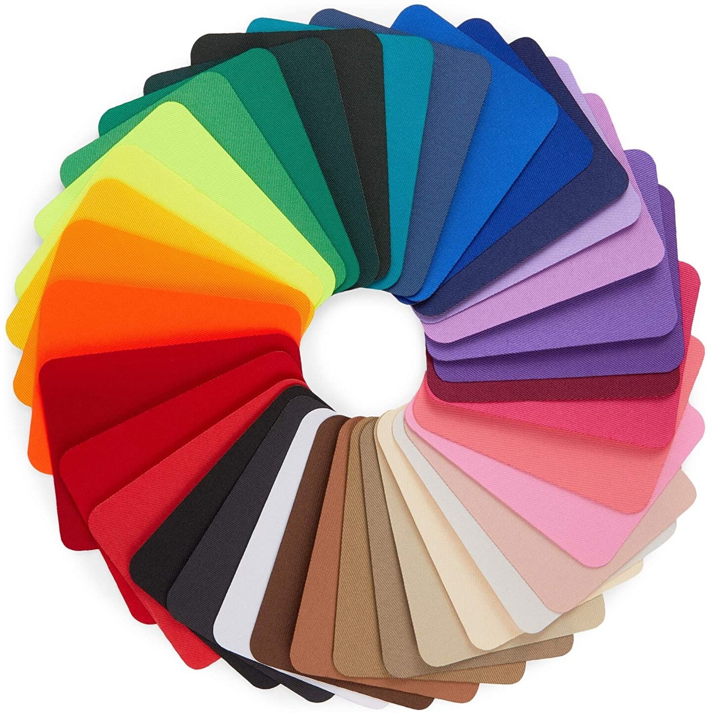 Fabric Iron On Patches, 36 Rainbow Colors (4.9 x 3.7 in, 36 Pack)