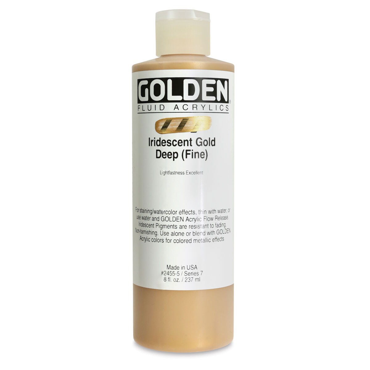 Golden Fluid Acrylics - Iridescent Gold Deep (Fine), 8 oz bottle