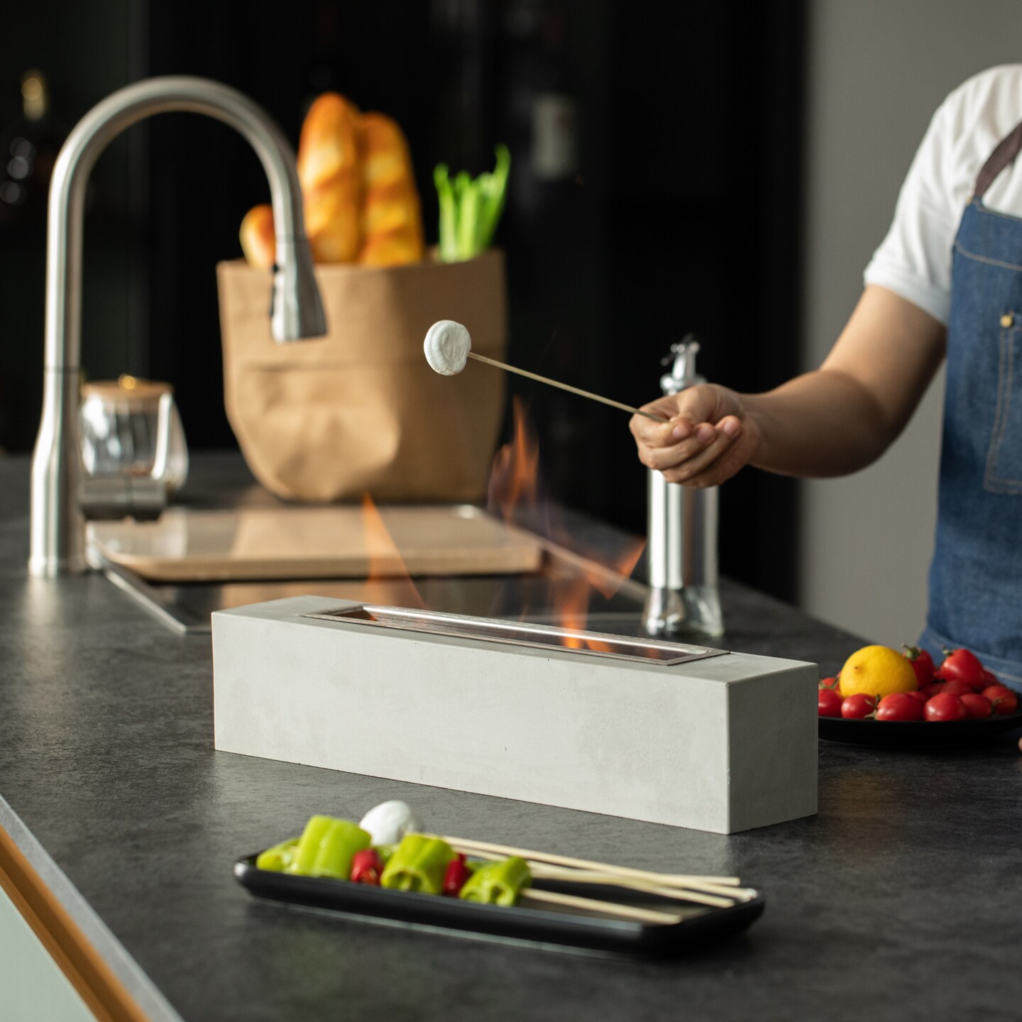 Mini Tabletop Fire Pit | Rubbing Alcohol Fireplace Indoor Outdoor Portable Fire Concrete Bowl Pot Fireplace