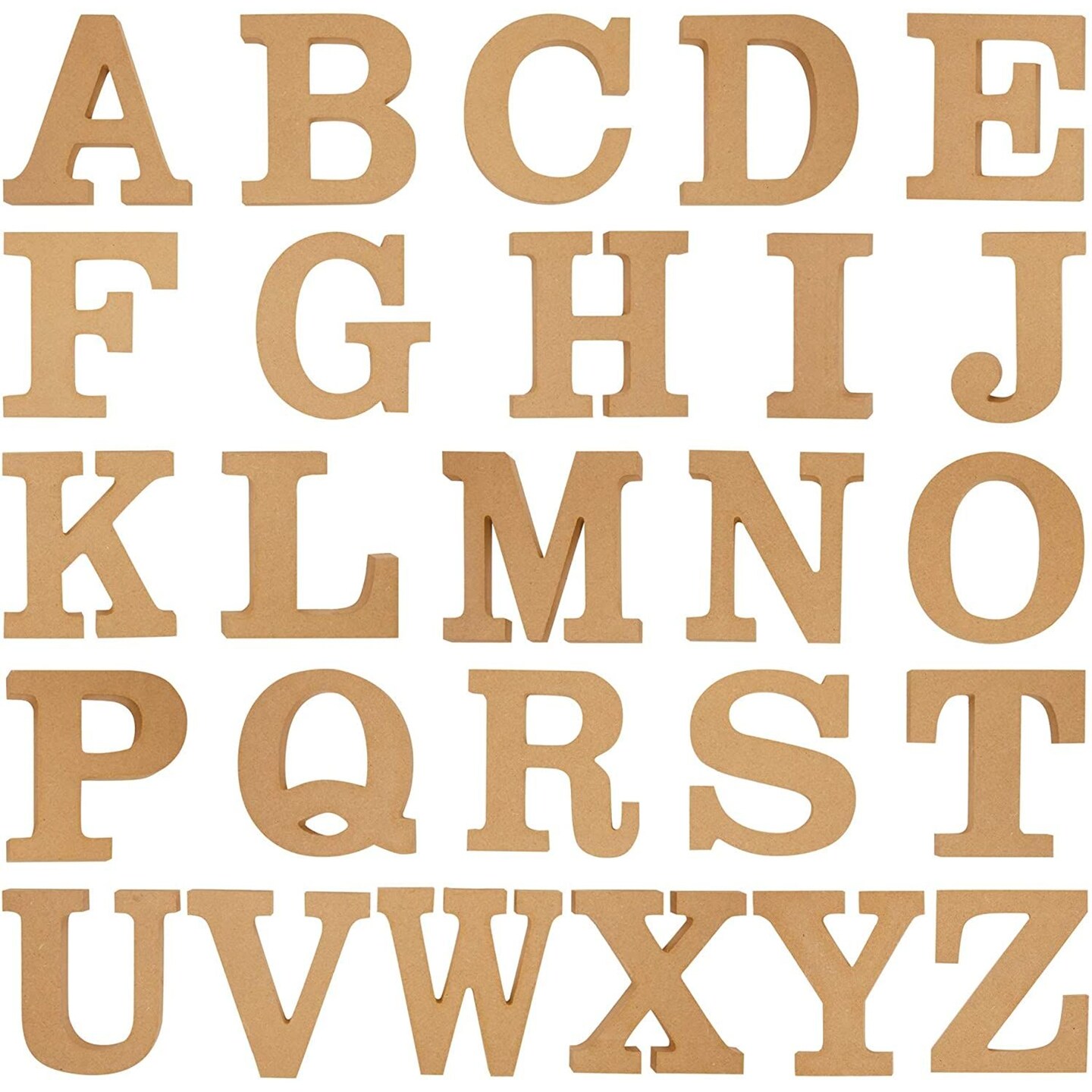 Wooden Alphabet Letters for DIY Crafts, 3D Letters for Home Wall Decor (4  In, 2 of each Letter, 52 Pieces)