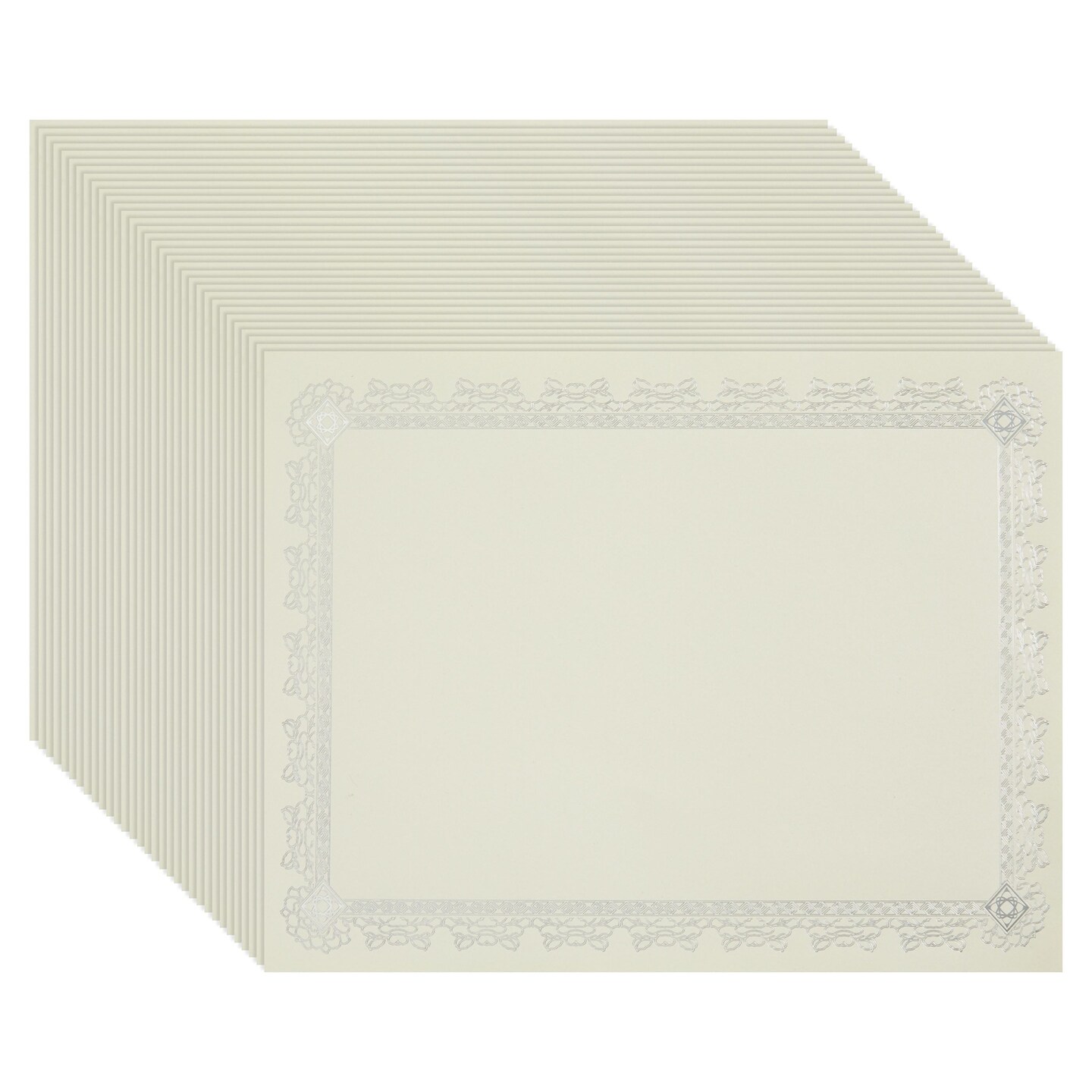 Certificate Paper 8.5 x 11 Inches, 50-Pack Diploma Paper, Letter Size,  Blank, Silver Borders