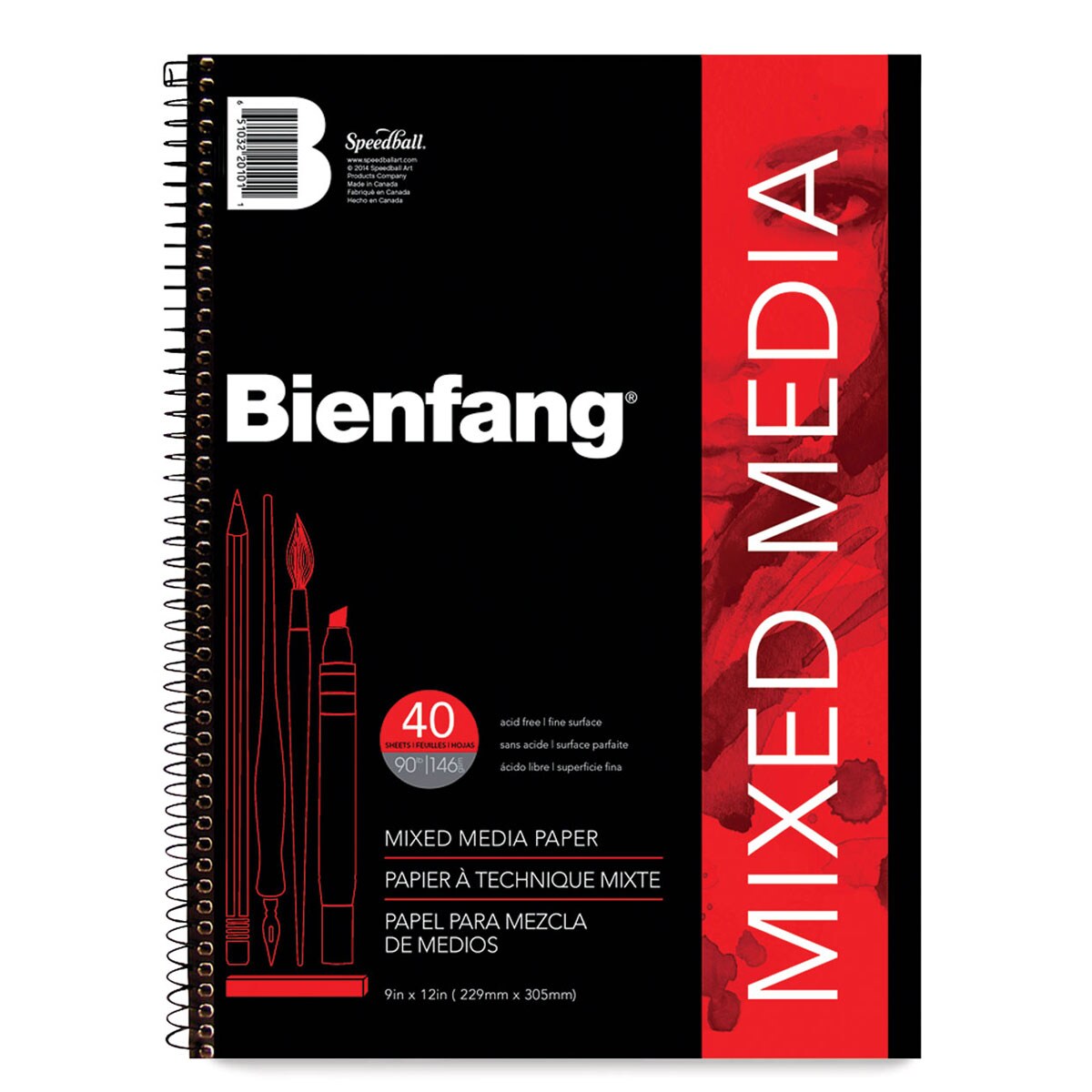Bienfang Mixed Media -Pad - 12&#x22; x 9&#x22;, 90 lb, 40 Sheets