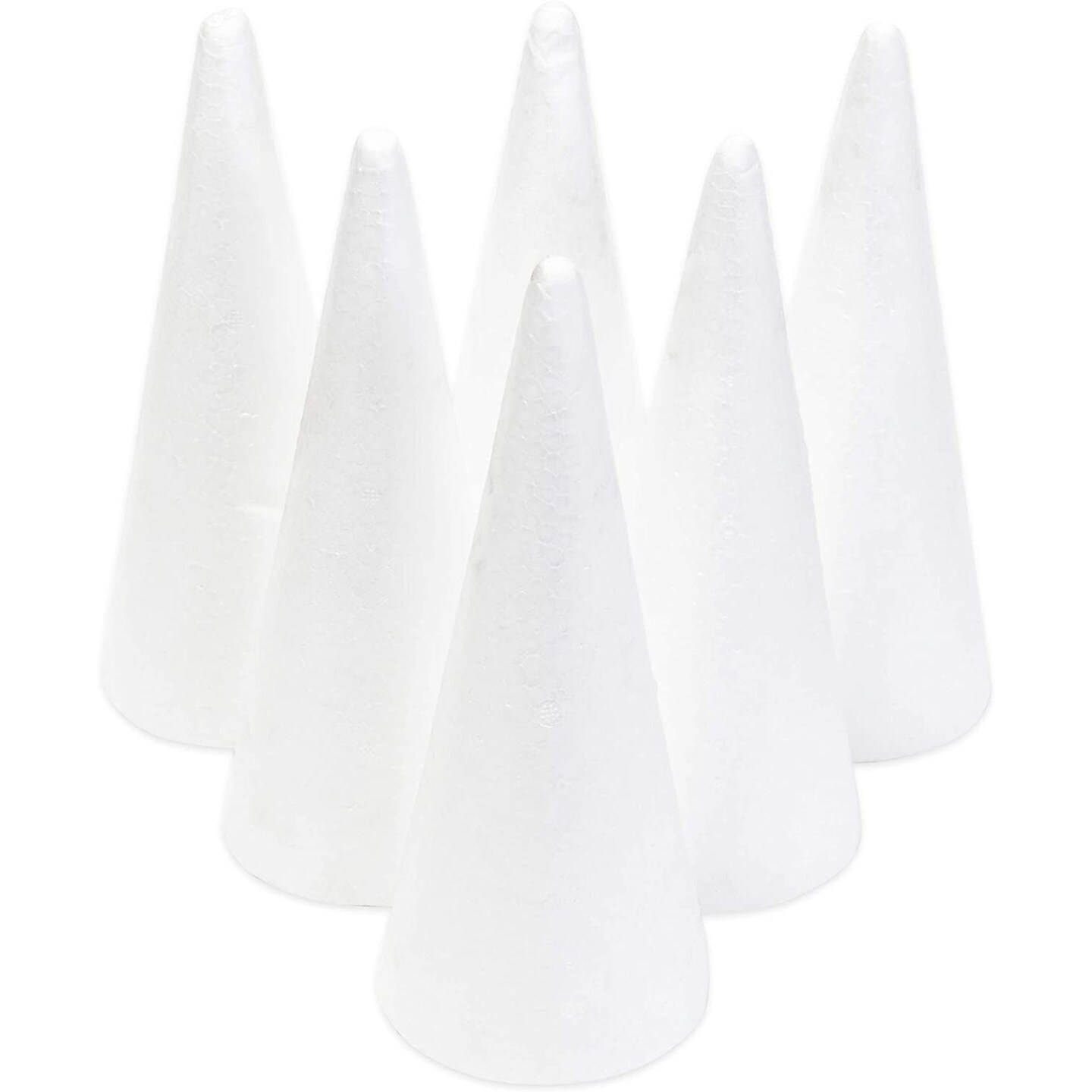 6 Pack Foam Cones for Crafts, DIY Art Projects, Handmade Gnomes, Trees,  Holiday Decorations (3.8 x 9.5 in)