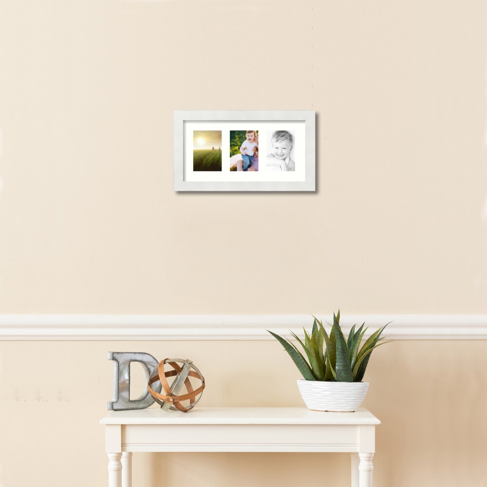 ArtToFrames Collage Photo Picture Frame with 3 - 3.5x5 inch Openings, Framed in White with Over 62 Mat Color Options and Regular Glass (CSM-3966-29)