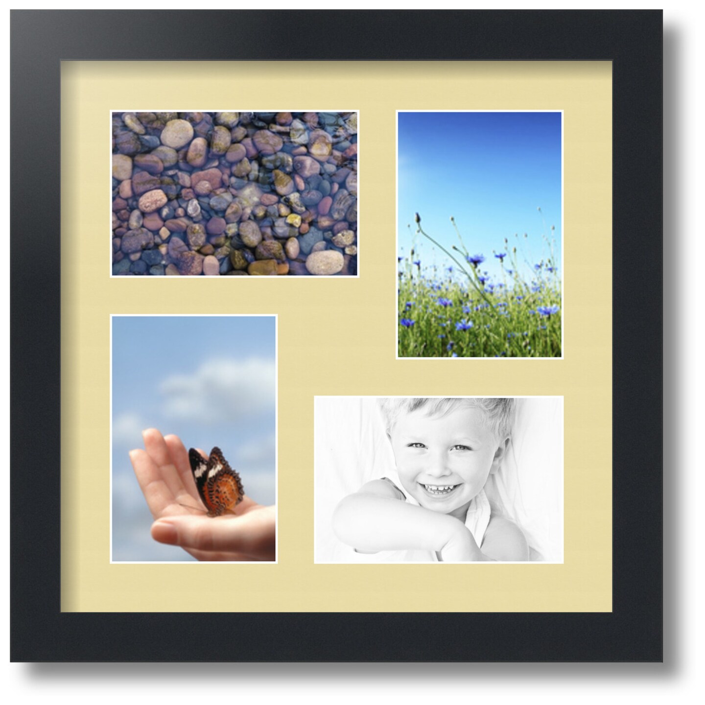 ArtToFrames Collage Photo Picture Frame with 4 - 4x6 inch Openings, Framed in Black with Over 62 Mat Color Options and Regular Glass (CSM-3926-178)