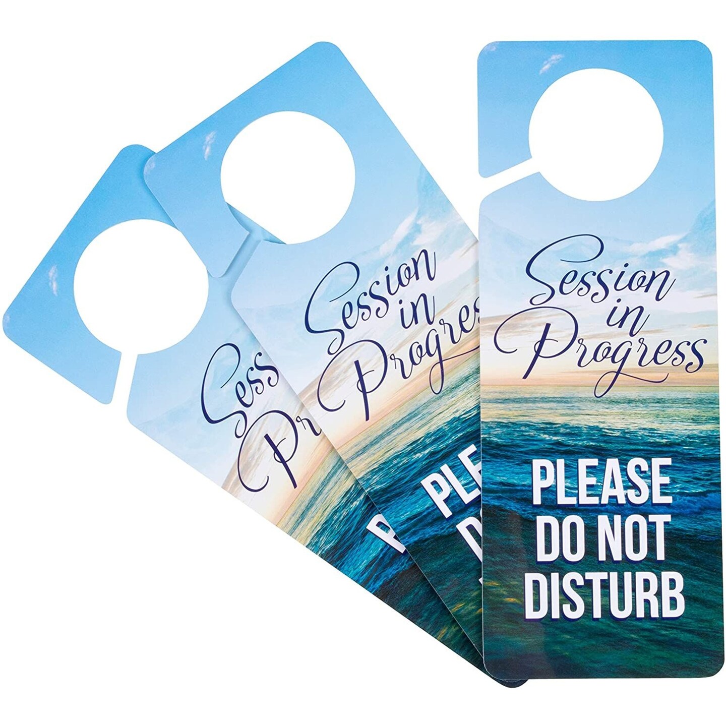 3 Pack Plastic Do Not Disturb Door Hanger Sign for Therapy, Massage Session in Progress, 3.5 x 9.4 Inches