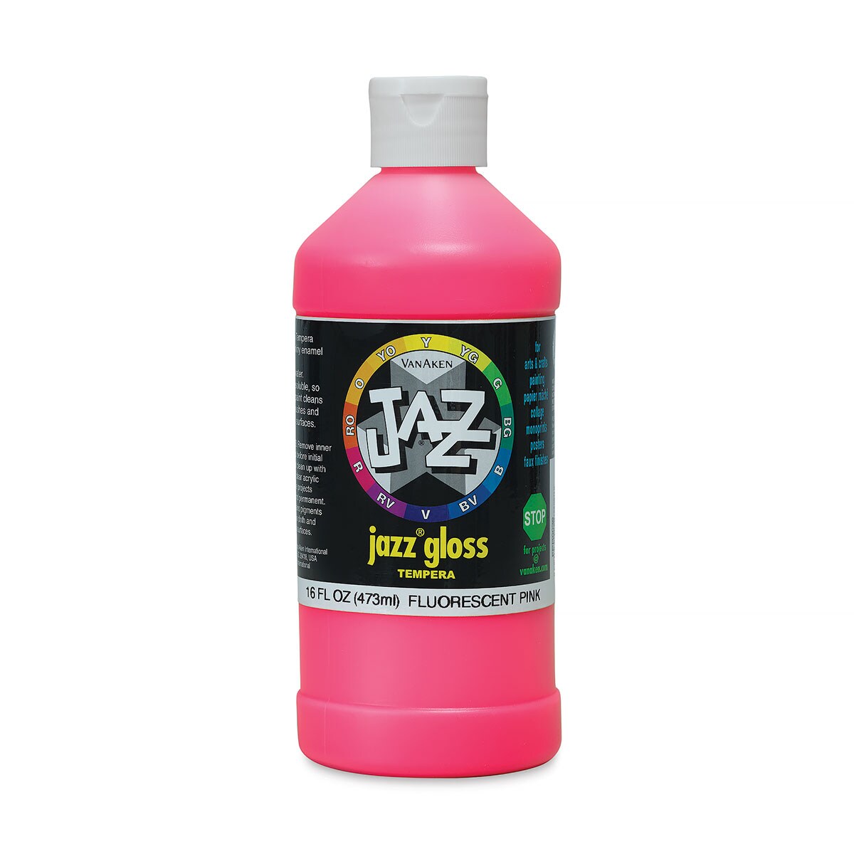 Jazz Gloss Tempera - Gloss, Fluorescent Pink, 16 oz bottle