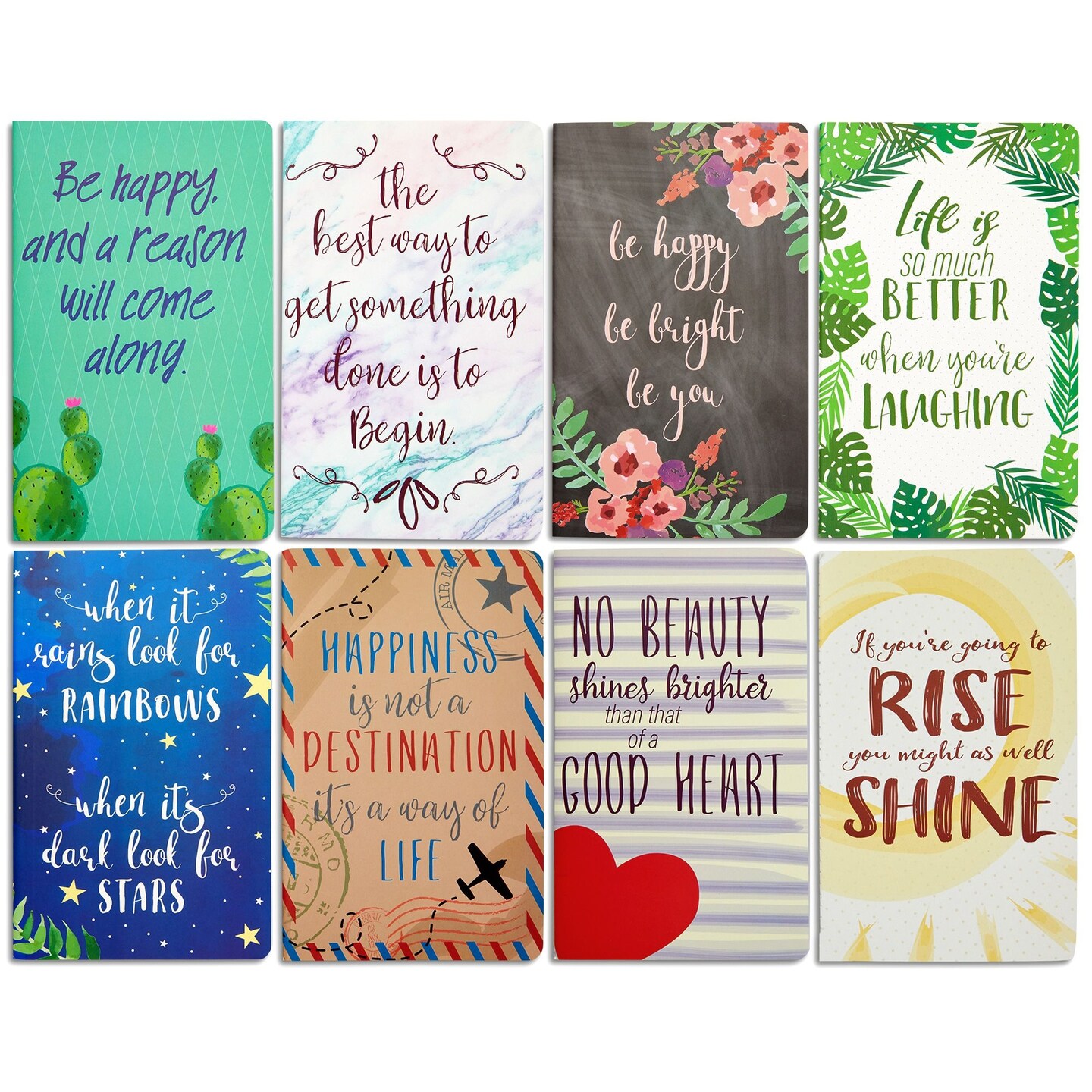 8 Pack Inspirational Notebooks with Motivational Quotes Bulk, 5x8 Lined Journals for Women, Students, Appreciation Gifts, Friends, Teachers