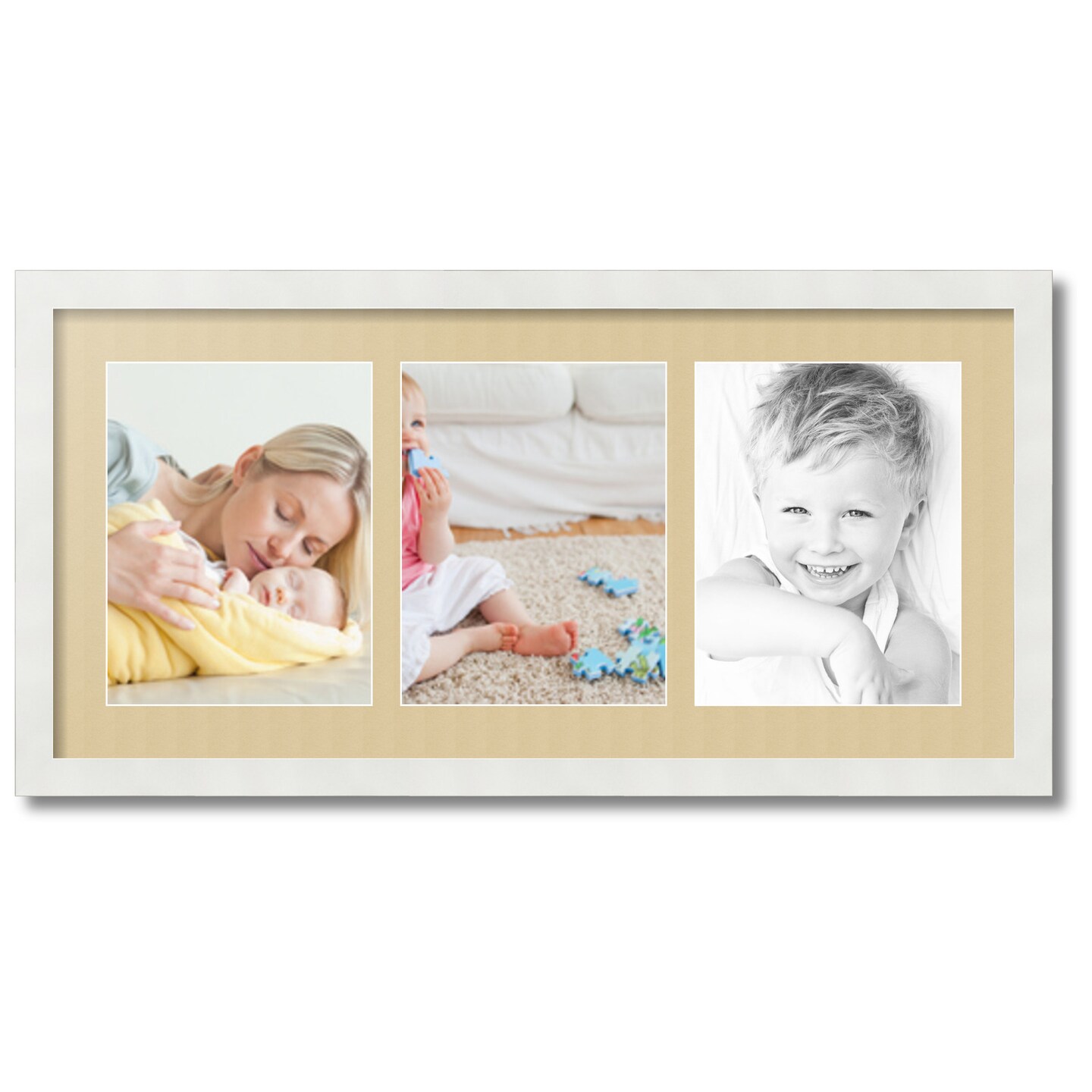 ArtToFrames Collage Photo Picture Frame with 3 - 8.5x11 inch Openings, Framed in White with Over 62 Mat Color Options and Plexi Glass (CSM-3966-28)