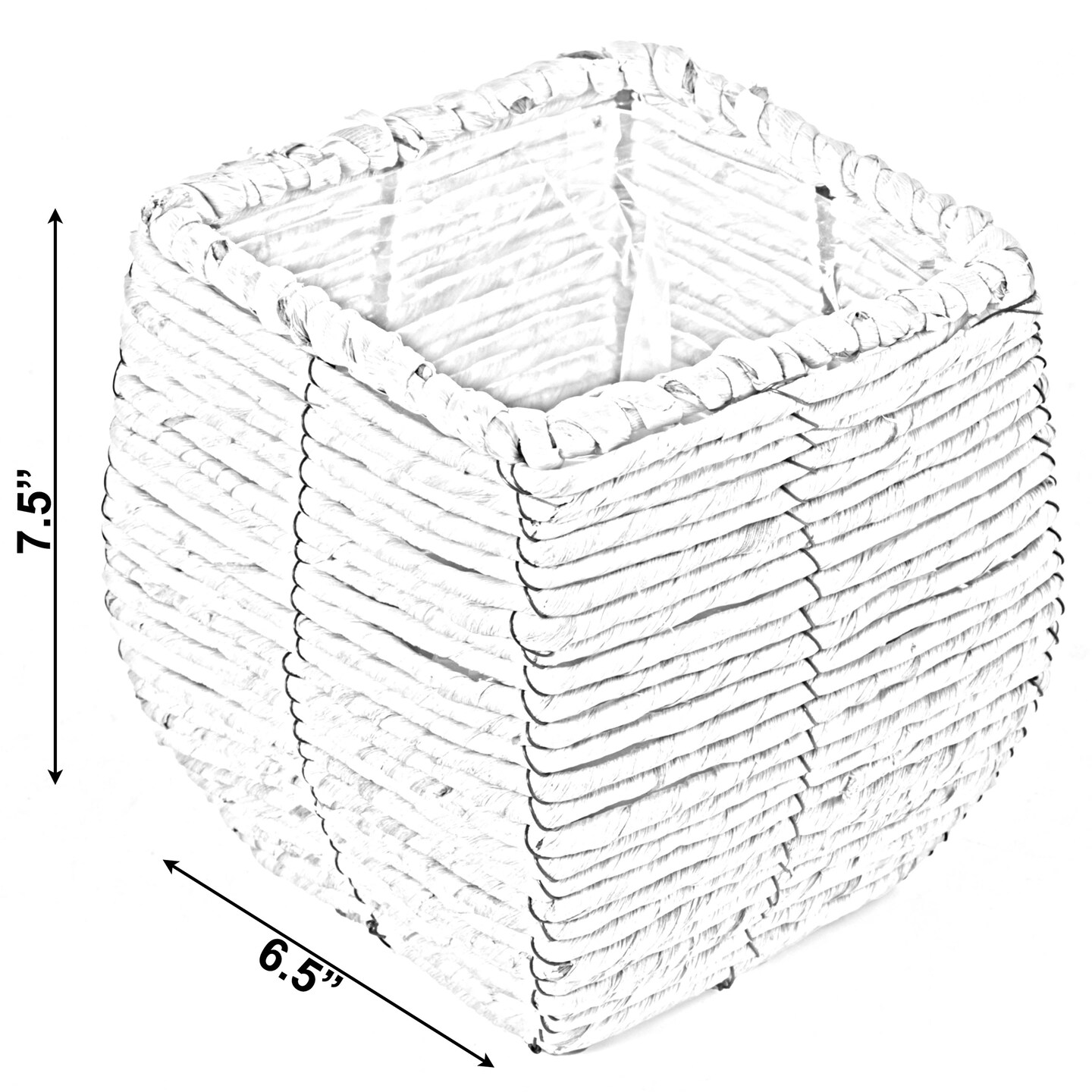 Woven Square Flower Pot Planter with Leak-Proof Plastic Lining