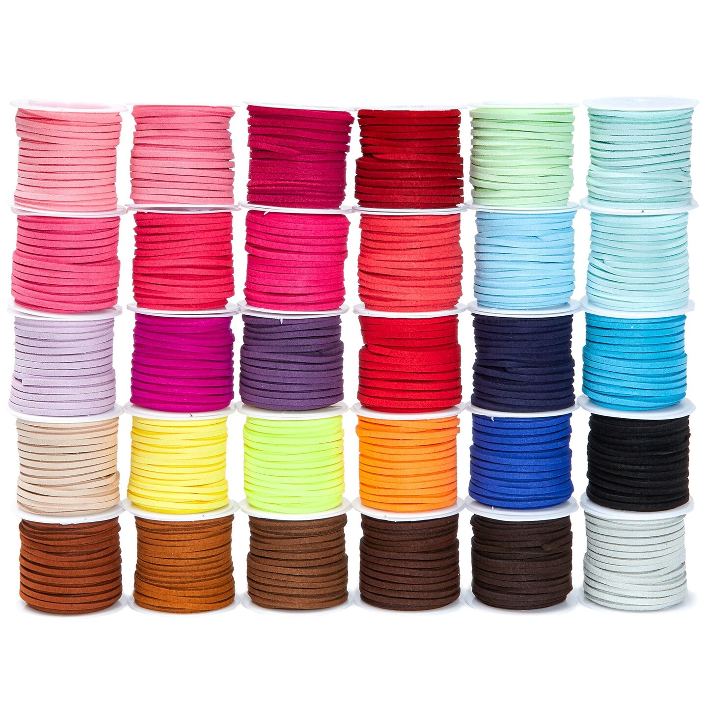 30 Spools of Faux Leather Laces for Crafts, 2.5mm Vegan Suede Cord for  Beading, DIY Crafts, 165 Yards (30 Colors)