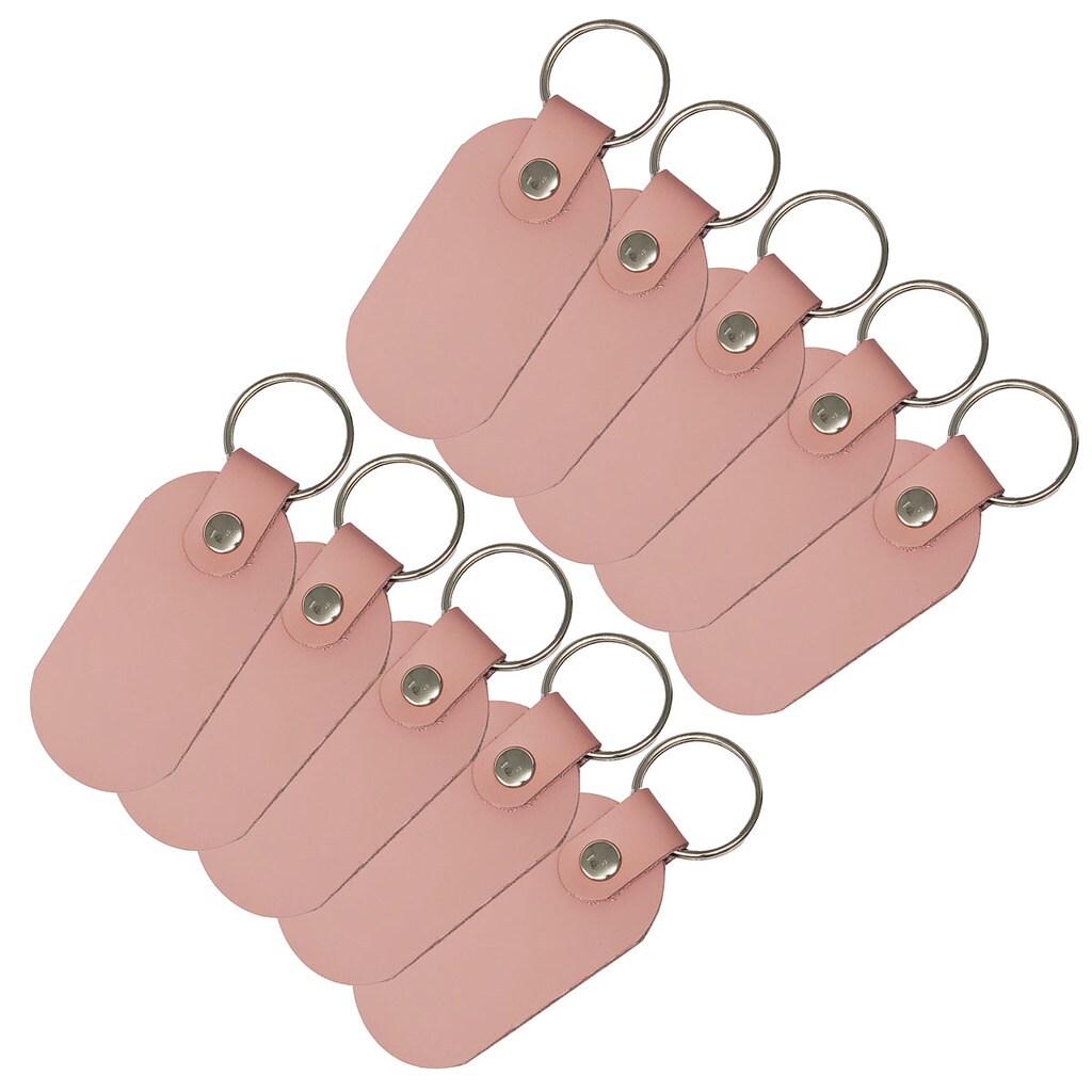 Oval Leather Keychains Kit – Full-Grain Latigo, 10-Pack, Engraving & Foil Stamping Ready, DIY Personalized Keyrings