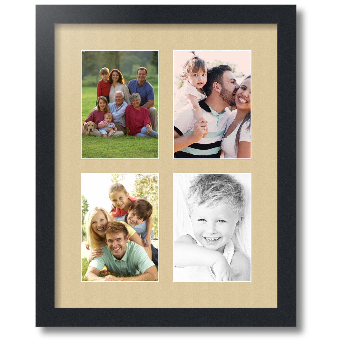 ArtToFrames Collage Photo Picture Frame with 4 - 5x7 inch Openings, Framed in Black with Over 62 Mat Color Options and Regular Glass (CSM-3926-3)