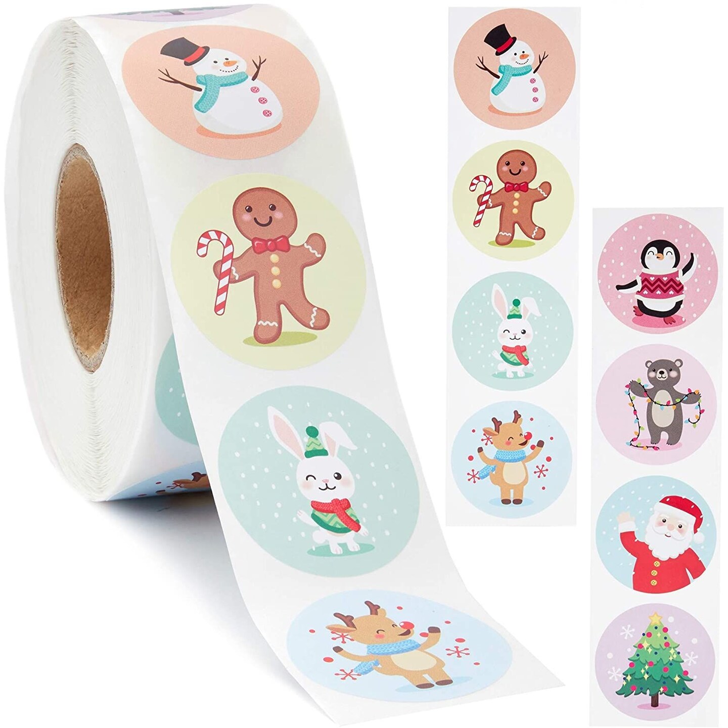 1000 Count Stickers, Assorted Designs Sticker Roll, Christmas