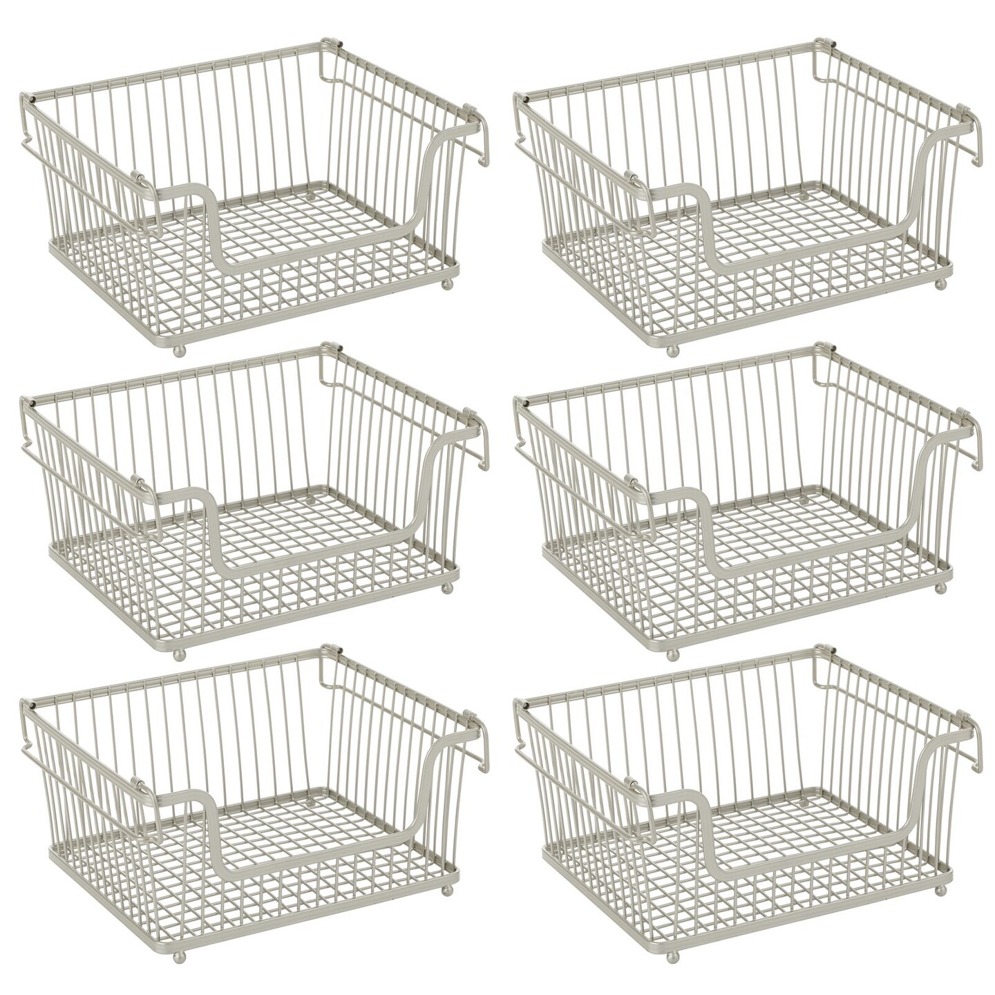 mDesign Metal Stackable Kitchen Storage Basket with Handles