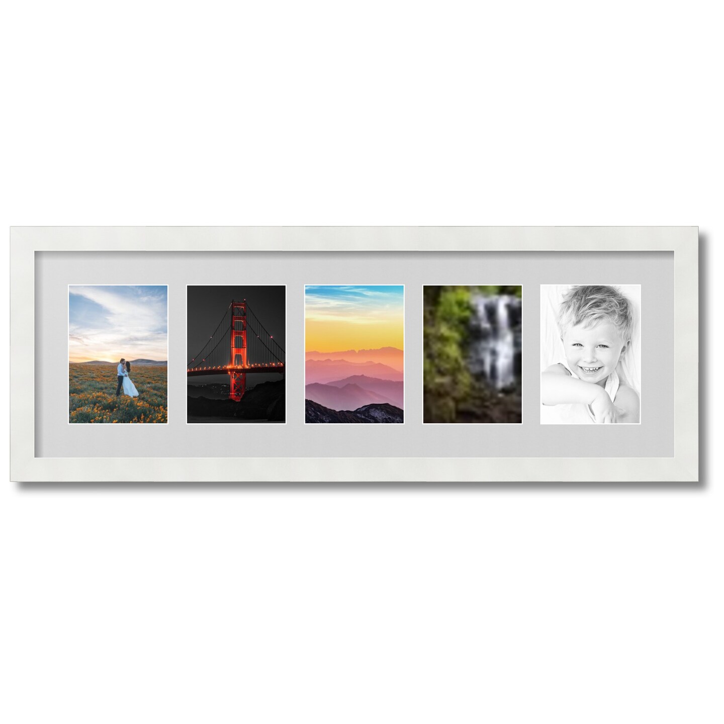 ArtToFrames Collage Photo Picture Frame with 5 - 5x7 inch Openings, Framed in White with Over 62 Mat Color Options and Plexi Glass (CSM-3966-152)