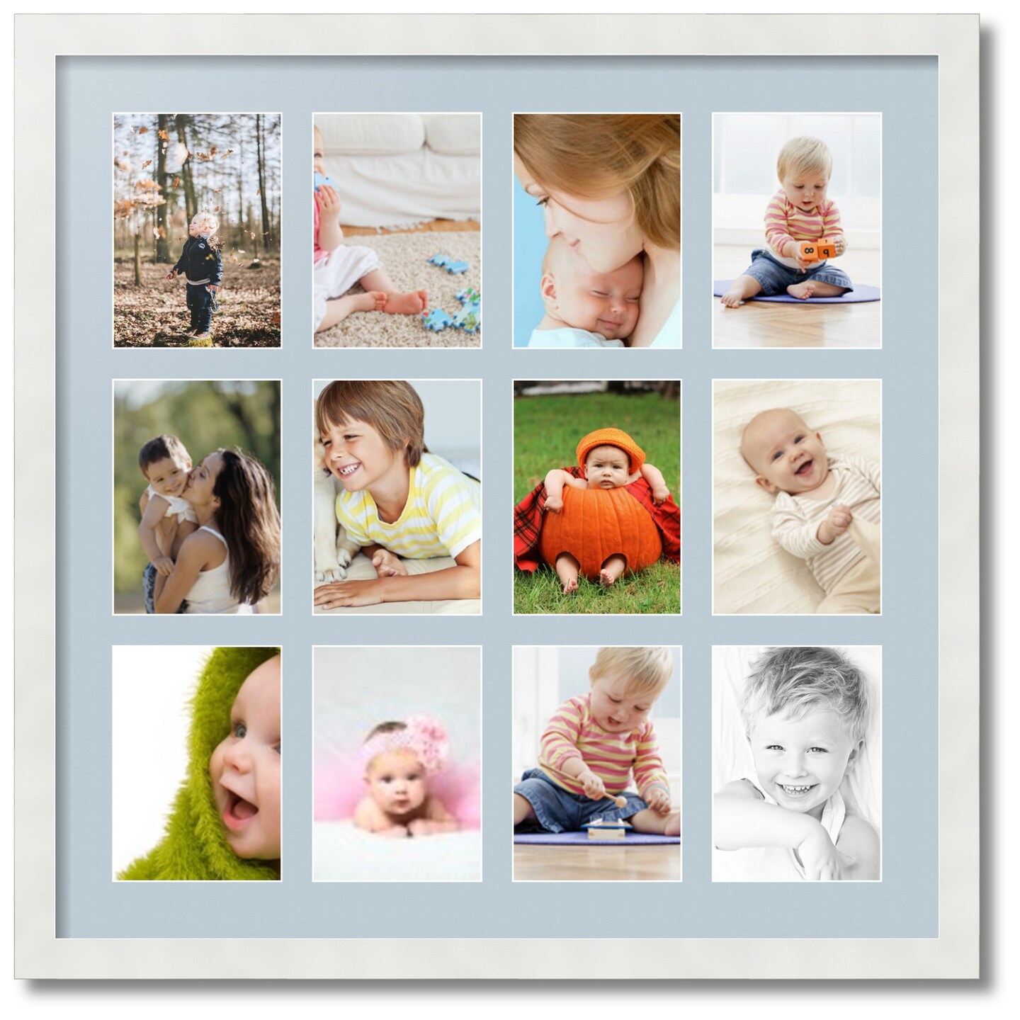 ArtToFrames Collage Photo Picture Frame with 12 - 5x7 inch Openings, Framed in White with Over 62 Mat Color Options and Plexi Glass (CSM-3966-229)