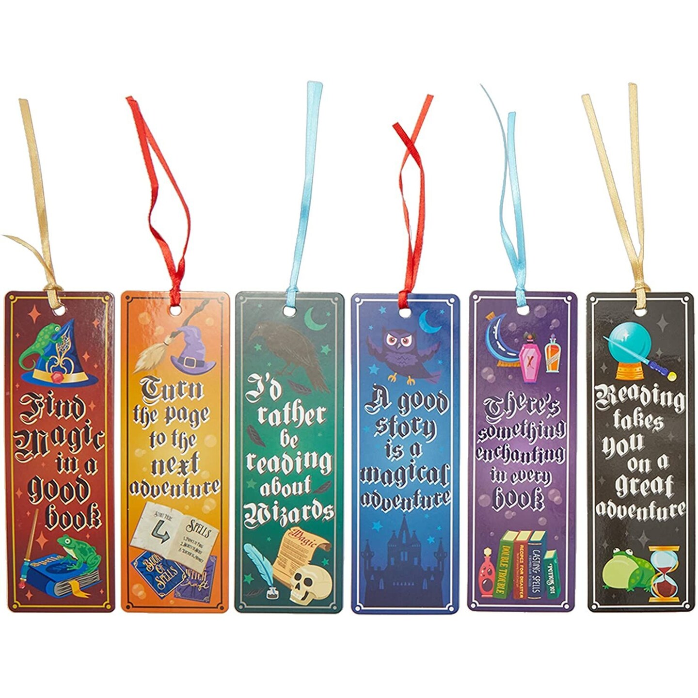 Wizard Bookmarks with Tassels for Kids, 6 Designs (2 x 6 In, 72 Pack)