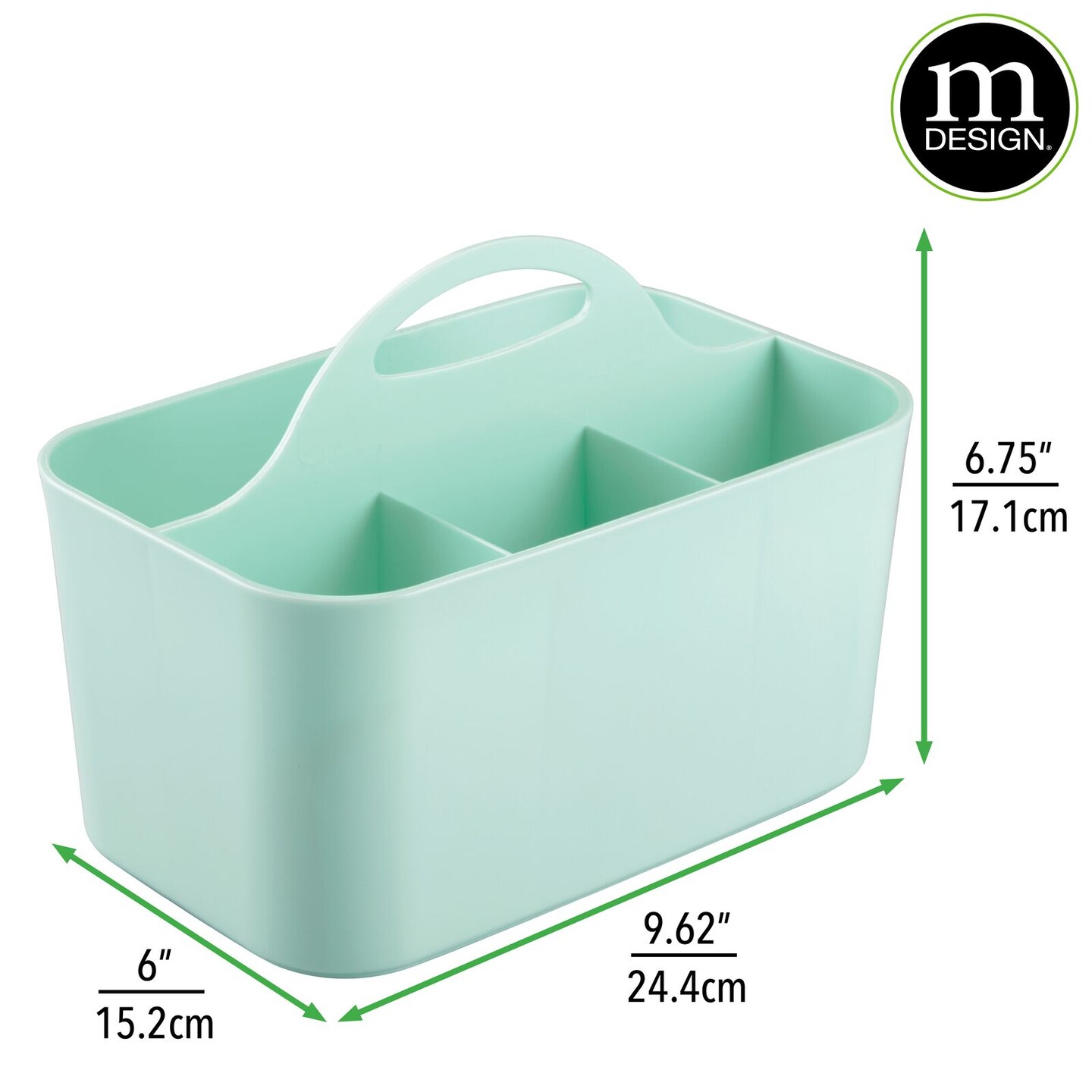mDesign Plastic Bathroom Storage Organizer Caddy Tote, Small