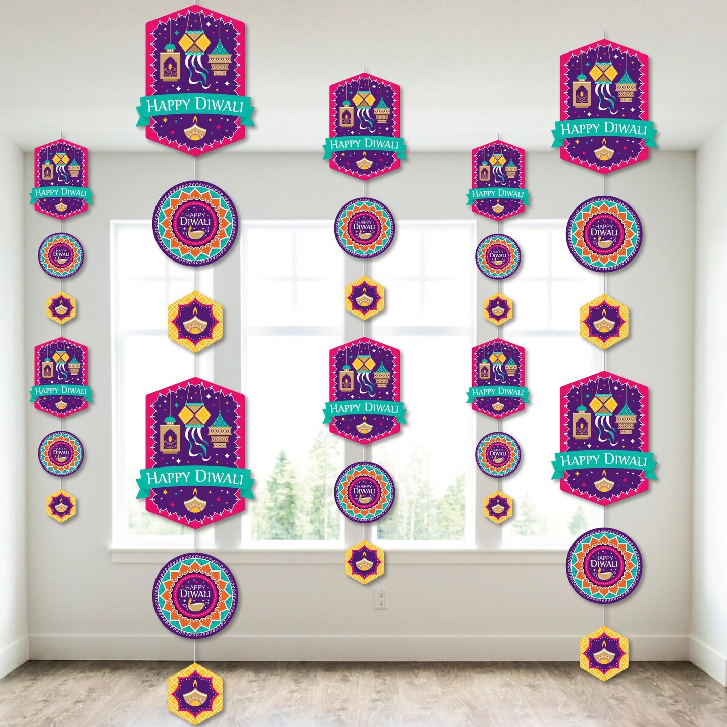 Big Dot of Happiness Happy Diwali - Festival of Lights Party DIY Dangler Backdrop - Hanging Vertical Decorations - 30 Pieces