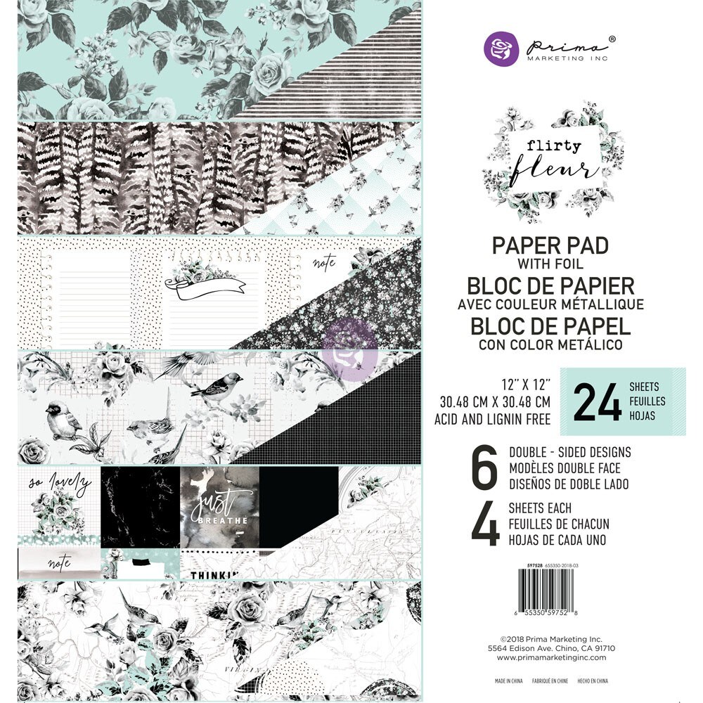 Prima Marketing Inc 12x12 Flirty Fleur Paper Pad 655350597528