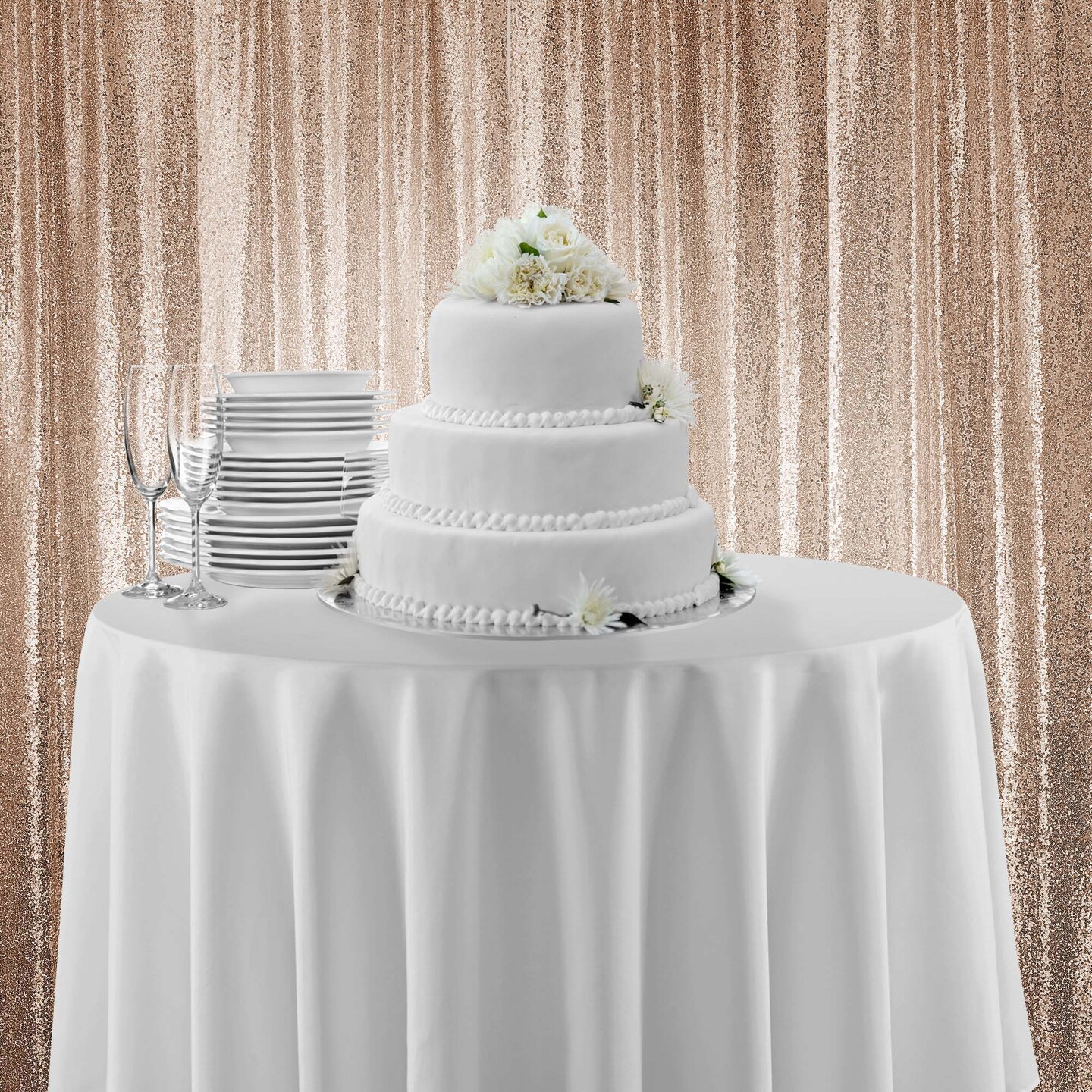 Lann's Linens (Set of 4) Sequin Photography Backdrop Curtains - 2ft x 8ft Tall Glitter Background Panels for Wedding, Party or Photo Booth