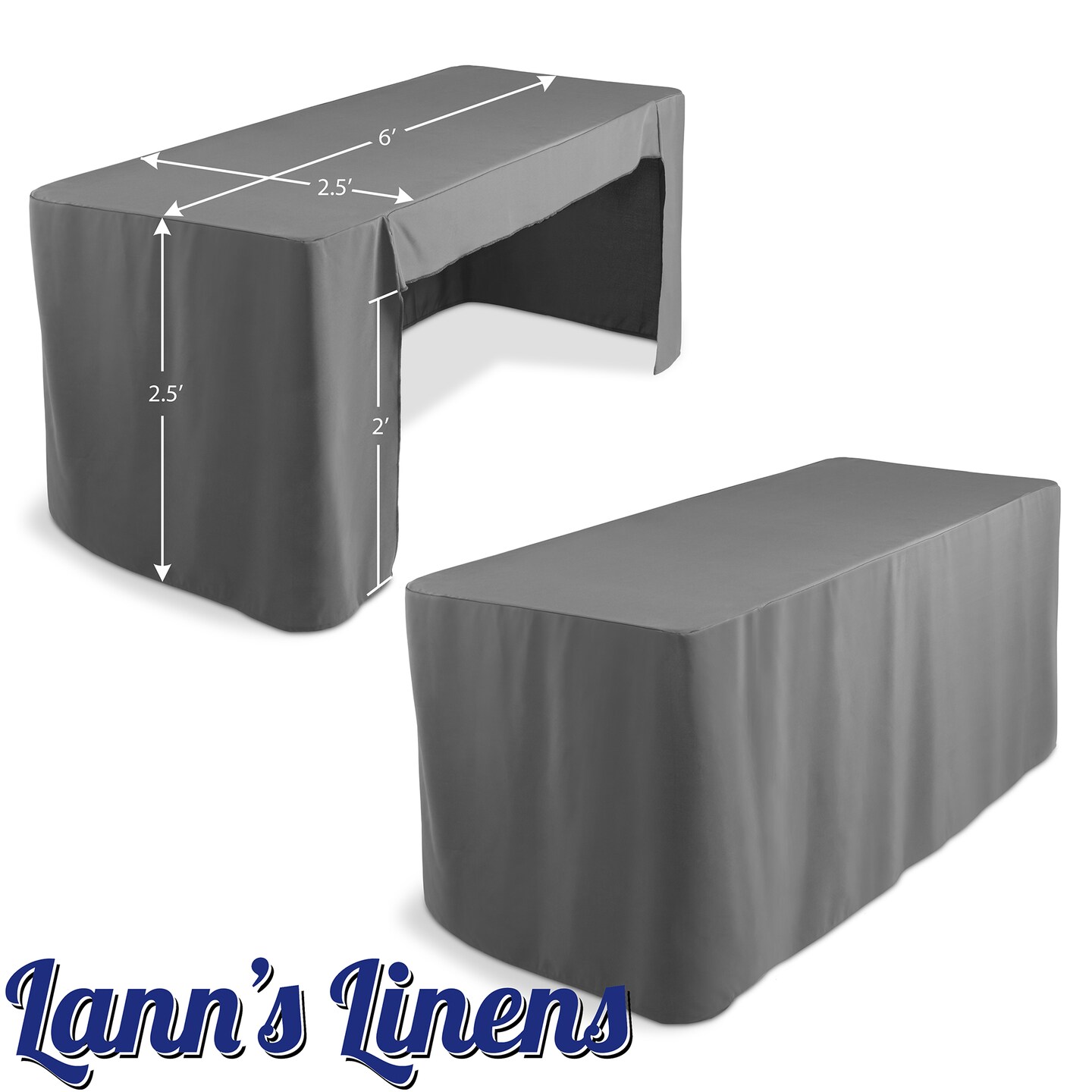 Lann's Linens Premium 6' Trade Show Table Cover - Open Back Fitted Tablecloth